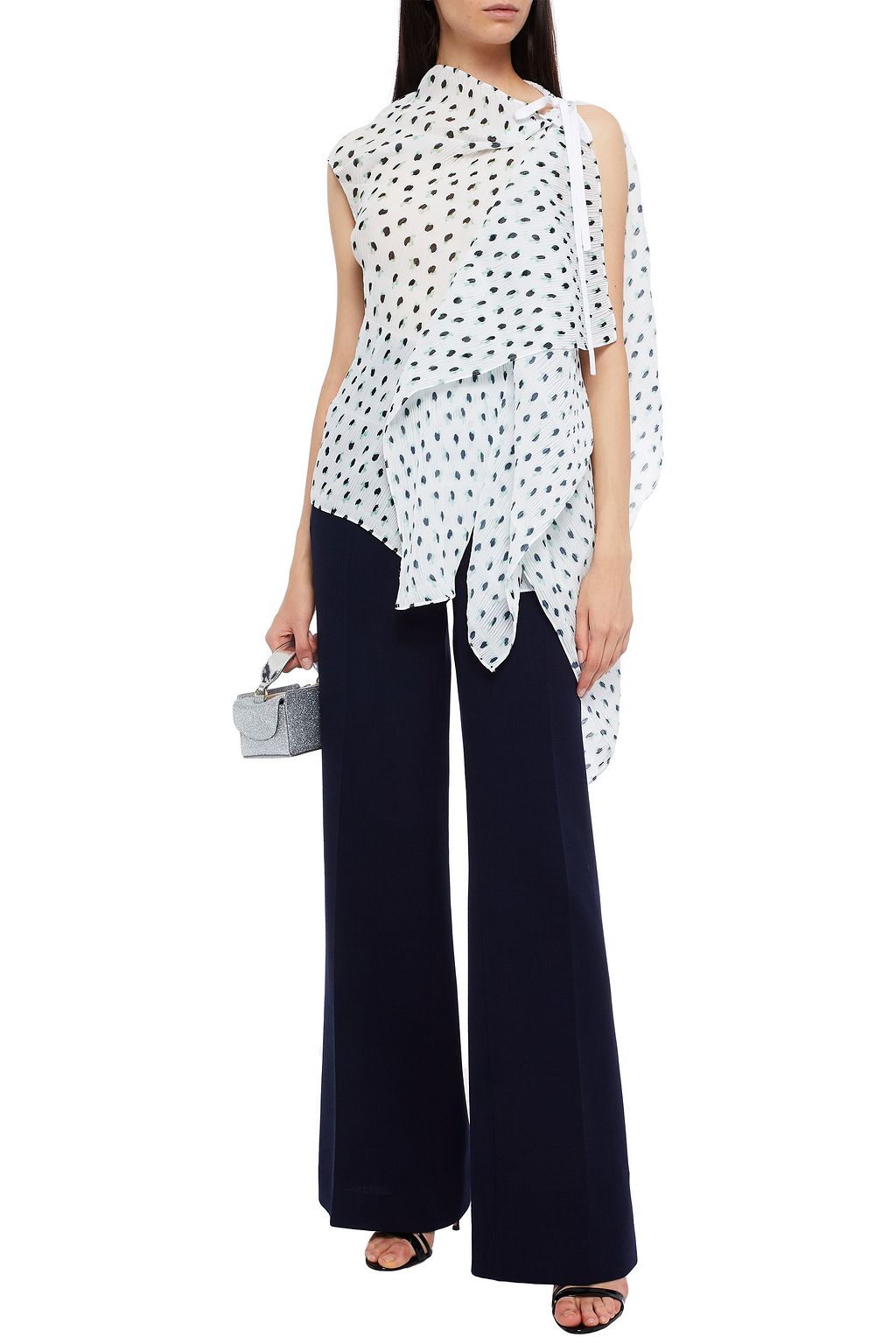 ROLAND MOURET Pasha draped printed crepon top
