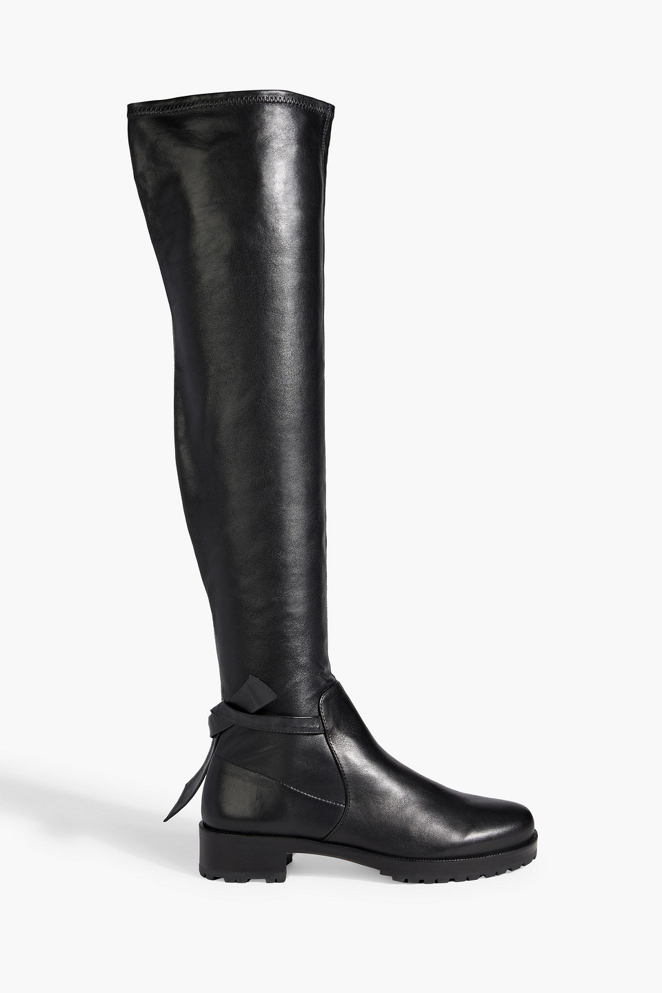 Alexandre Birman Bow-embellished Leather Knee Boots In Black