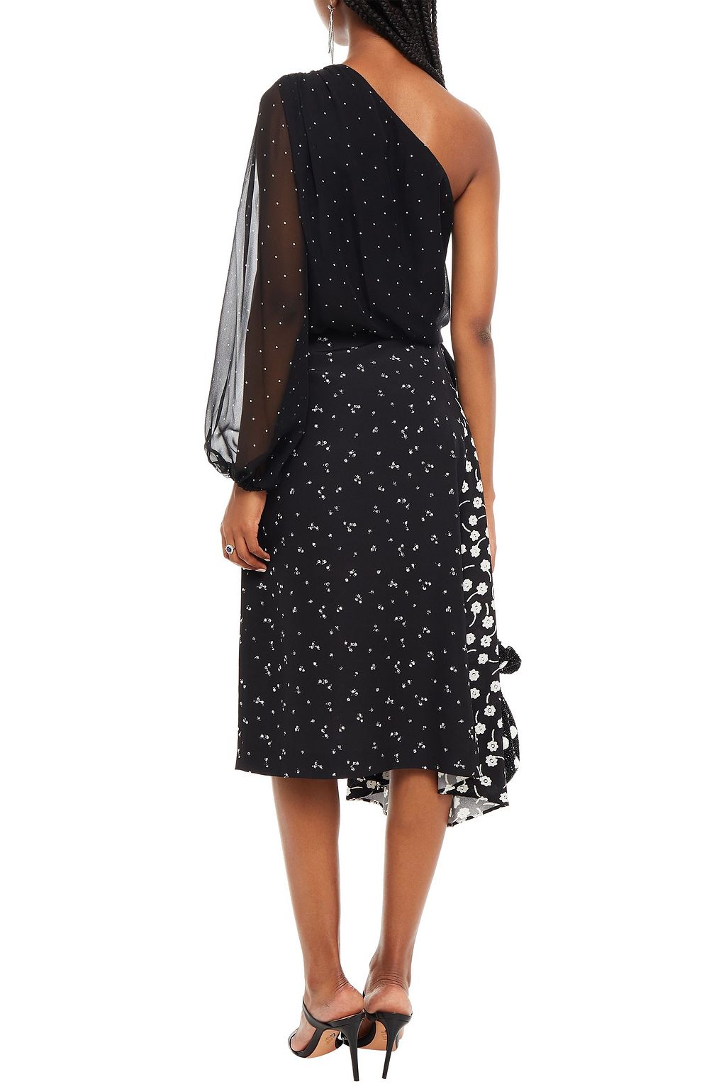 MICHELLE MASON One-shoulder leopard-print silk-chiffon top