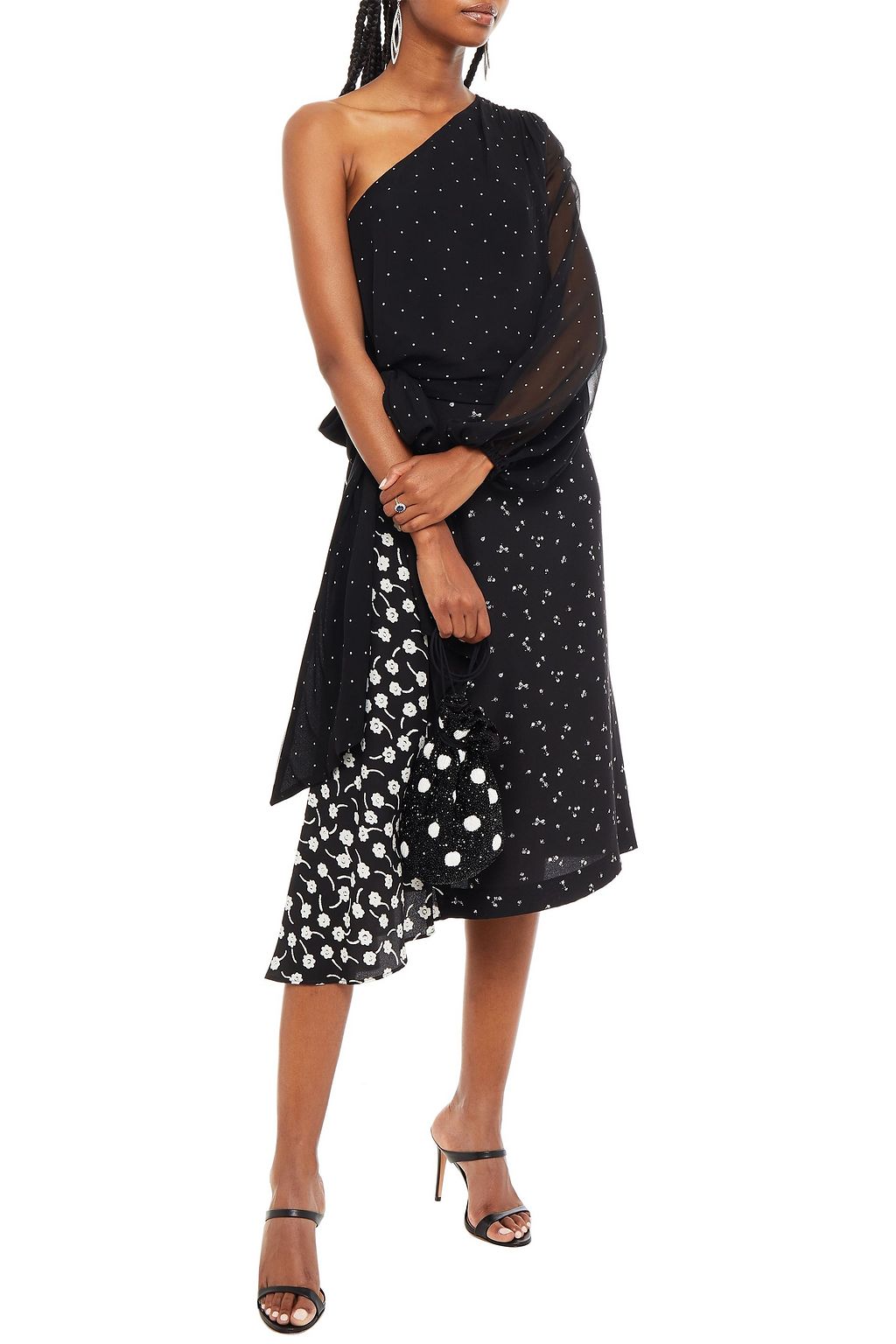 MICHELLE MASON One-shoulder leopard-print silk-chiffon top