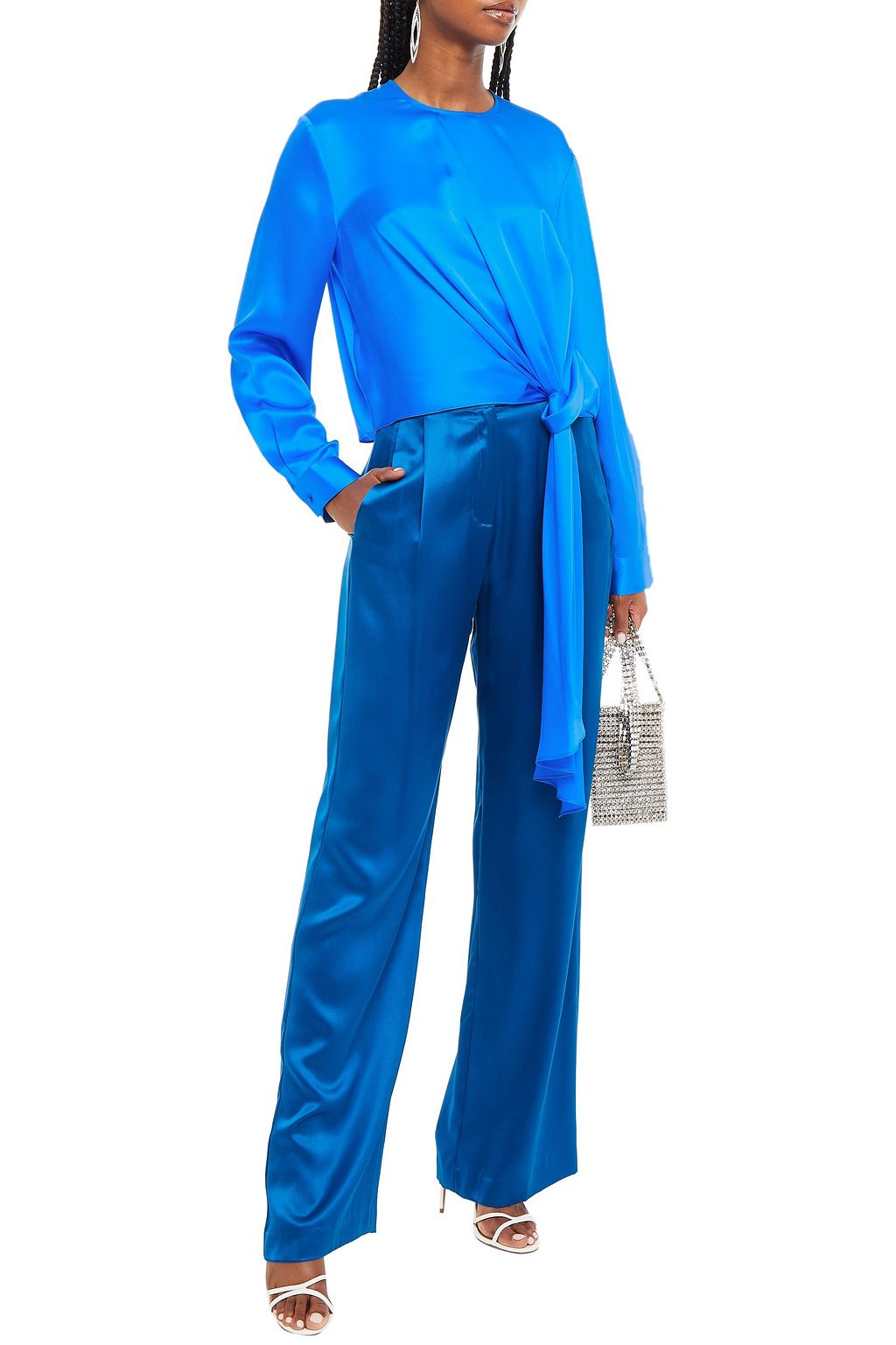 MICHELLE MASON Knotted silk-charmeuse top