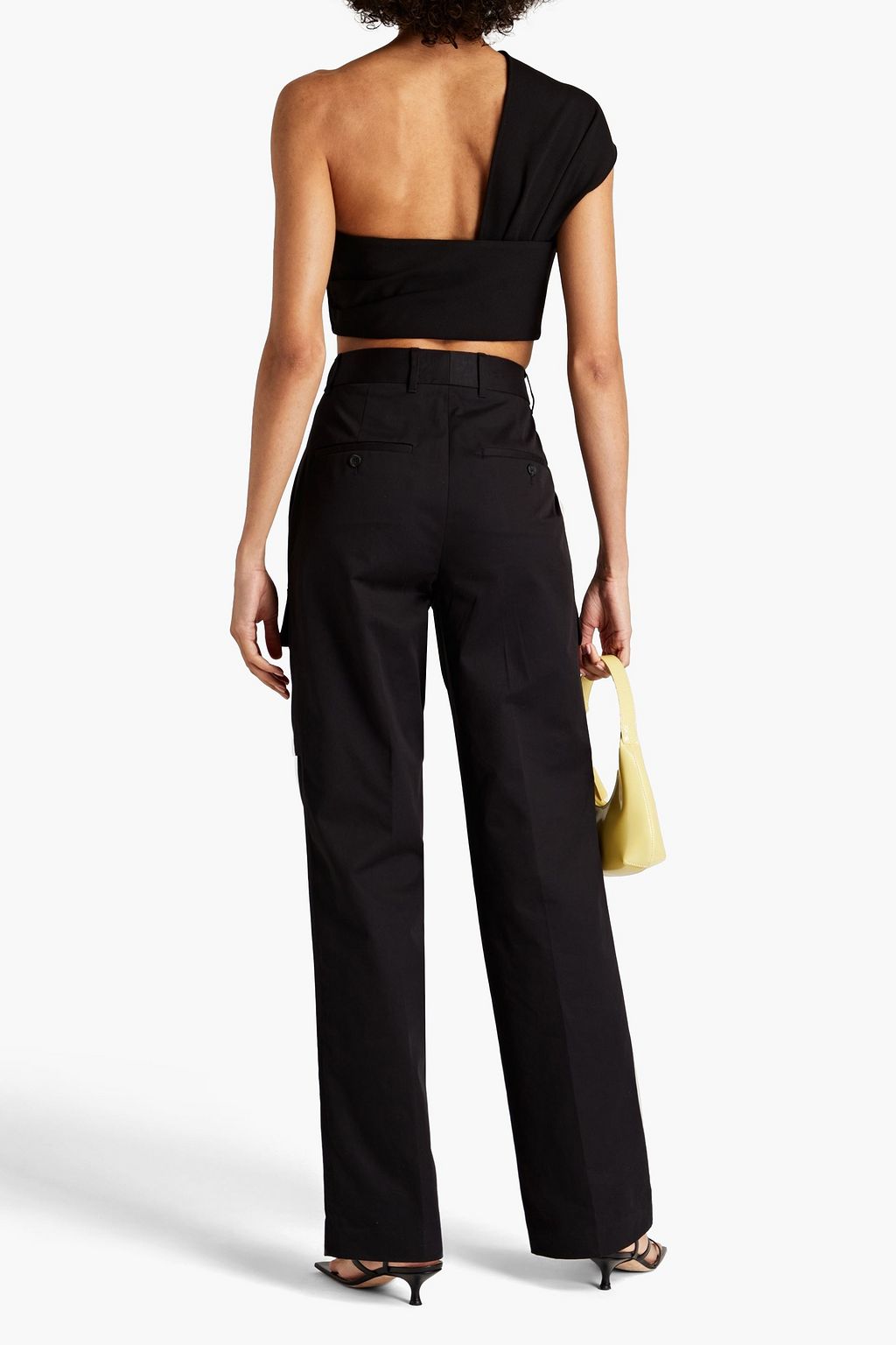 TIBI One-shoulder pleated crepe bustier top