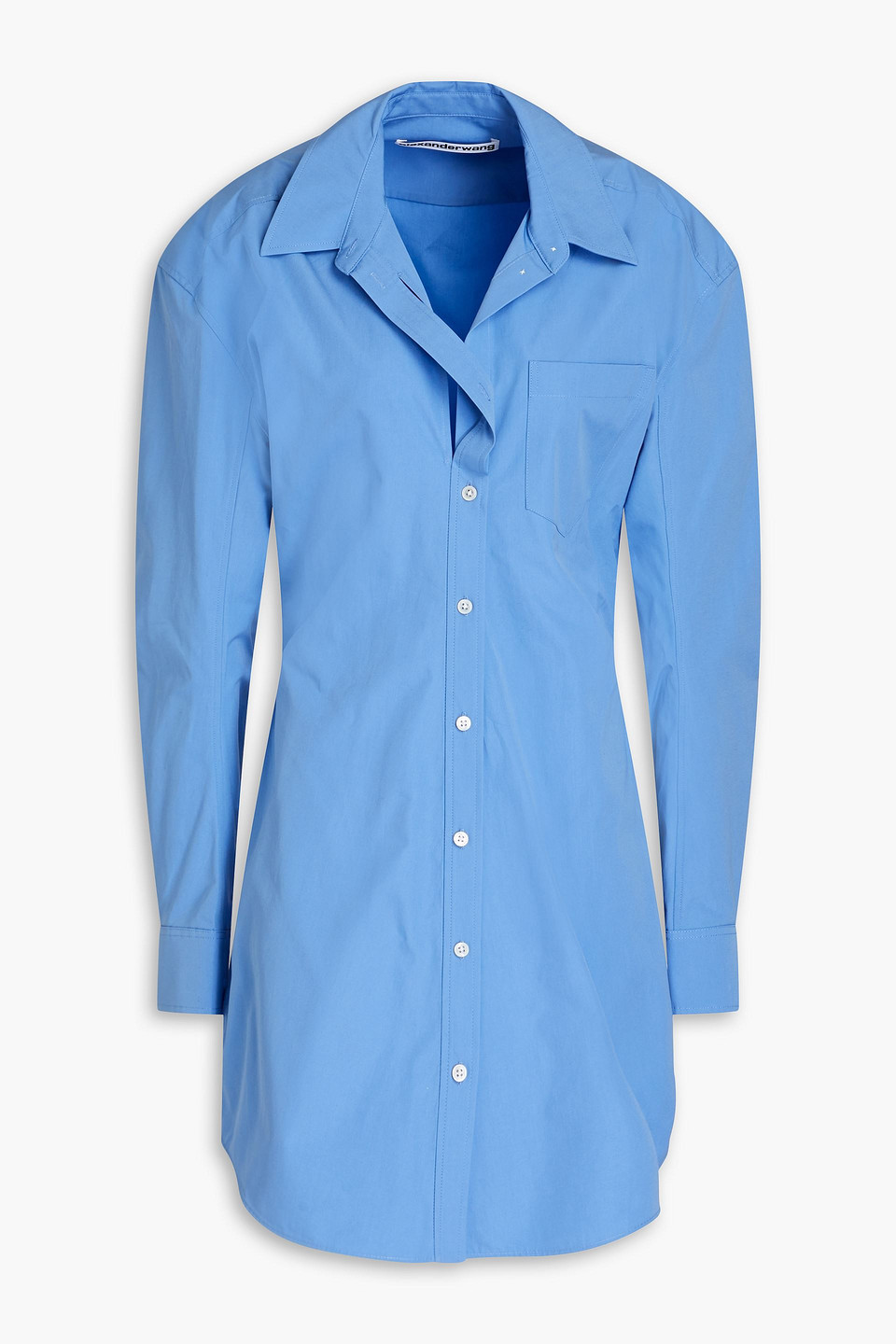 Alexander Wang - Cutout ruched cotton-poplin mini shirt dress - Blue - US 0