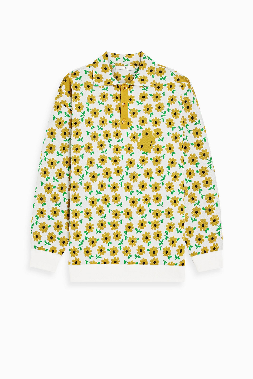 Tibi Oversized Floral-jacquard Sweatshirt In White