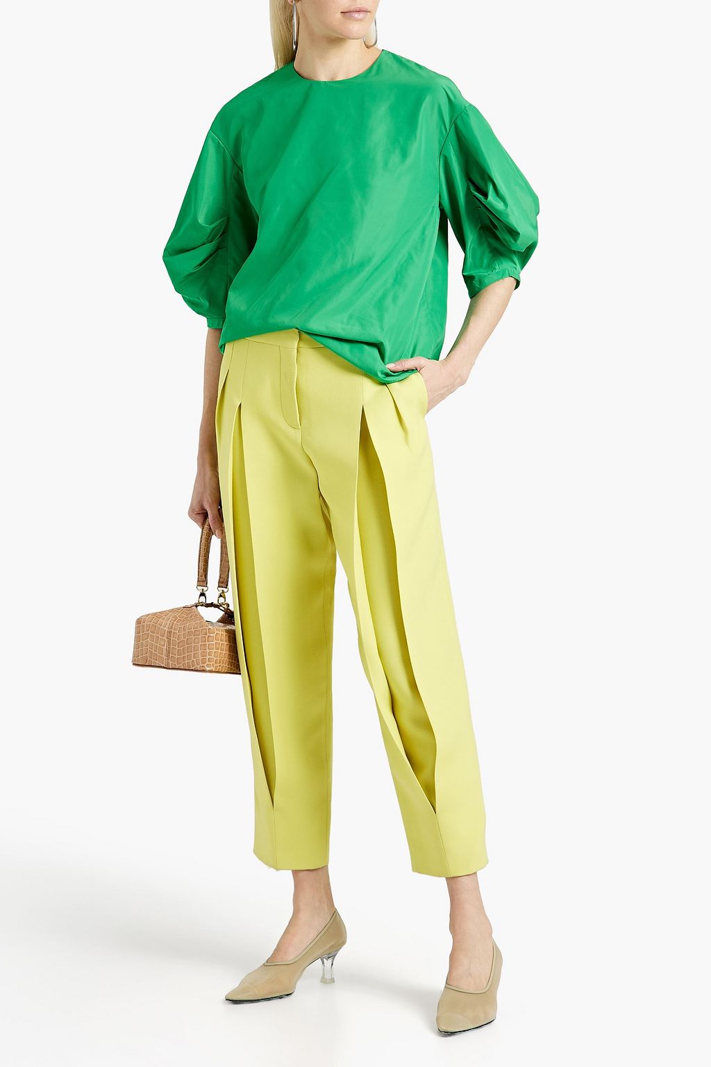 TIBI Pleated taffeta top