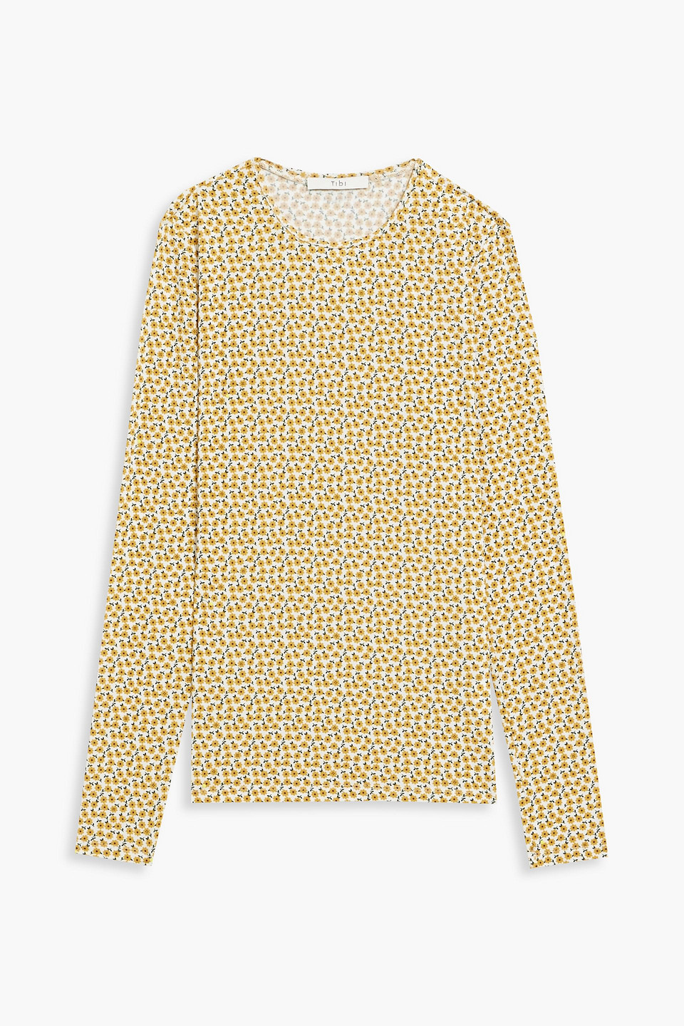 tibi - floral-print stretch-jersey top - yellow - xs