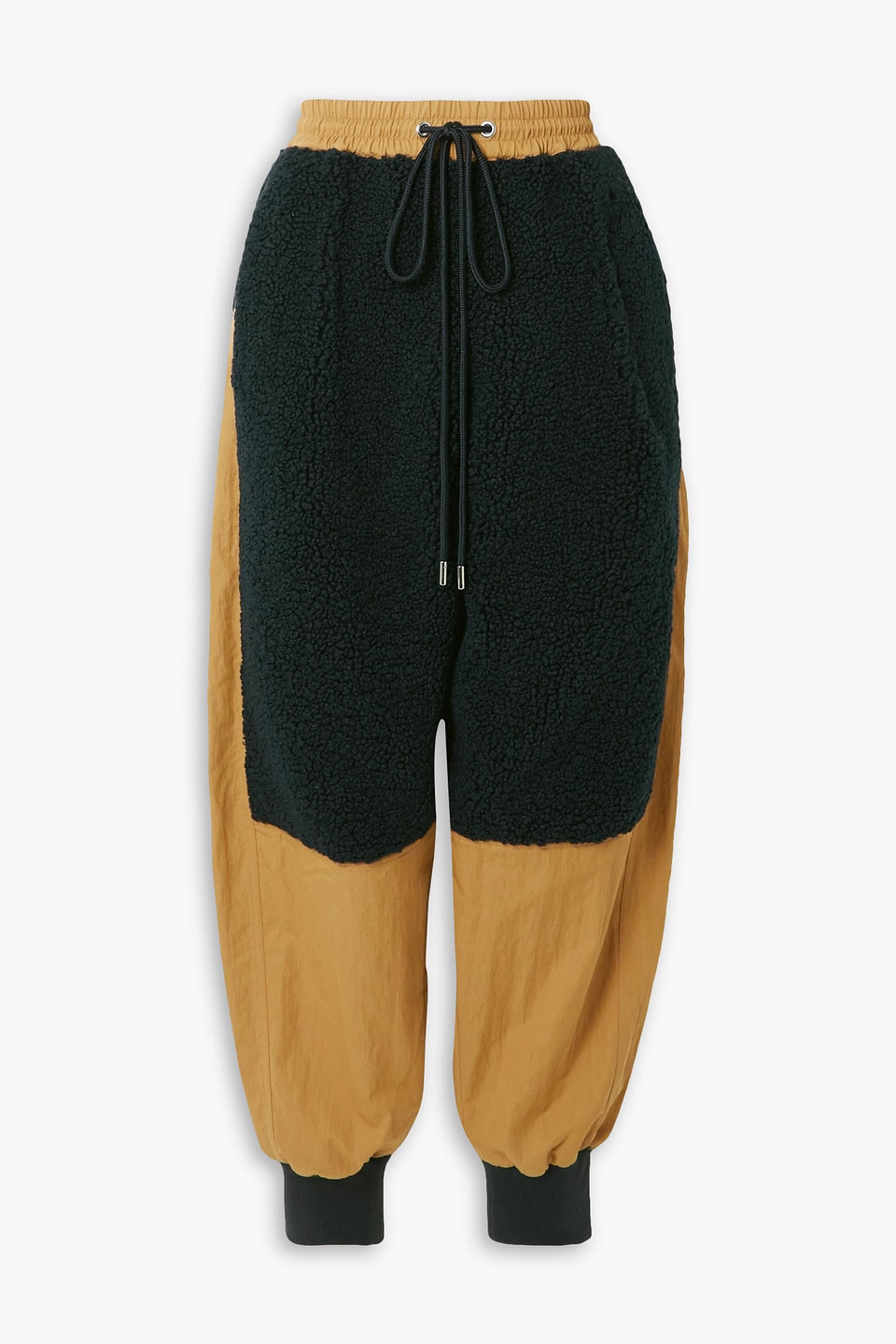 Jw Anderson Fleece-paneled Twill Tapered Track Pants In Midnight Blue