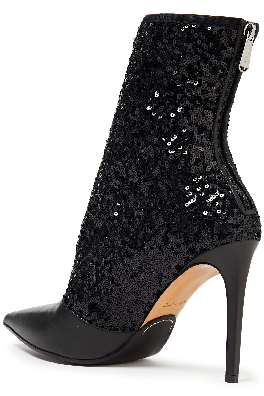 BALMAIN Sequined leather ankle boots