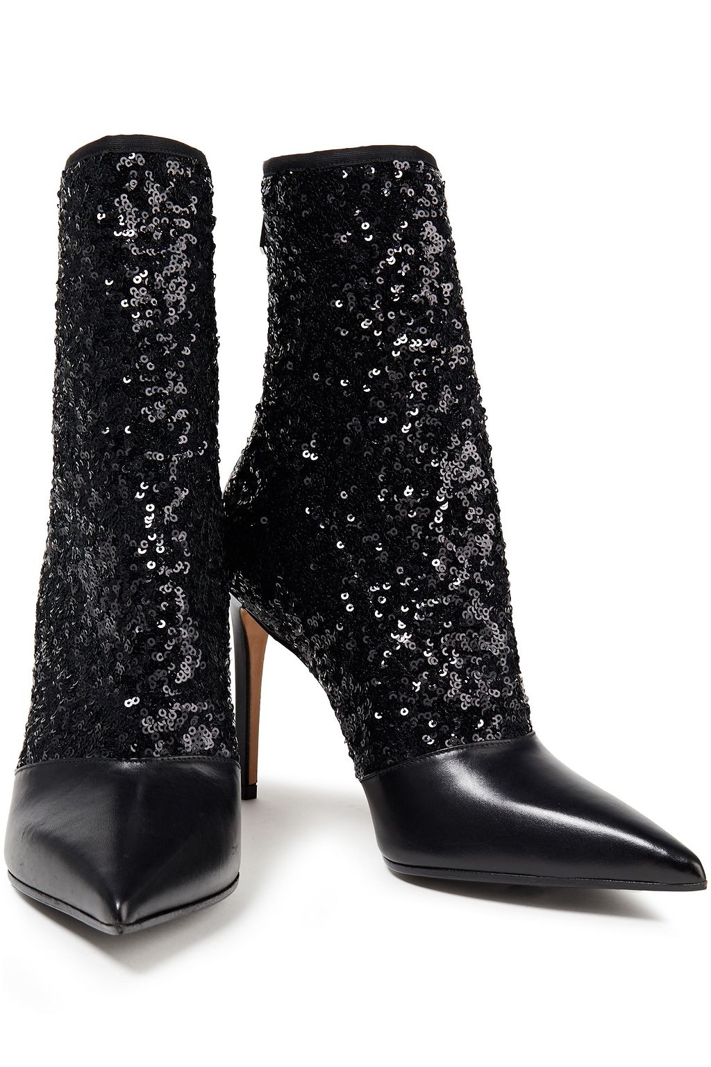 BALMAIN Sequined leather ankle boots