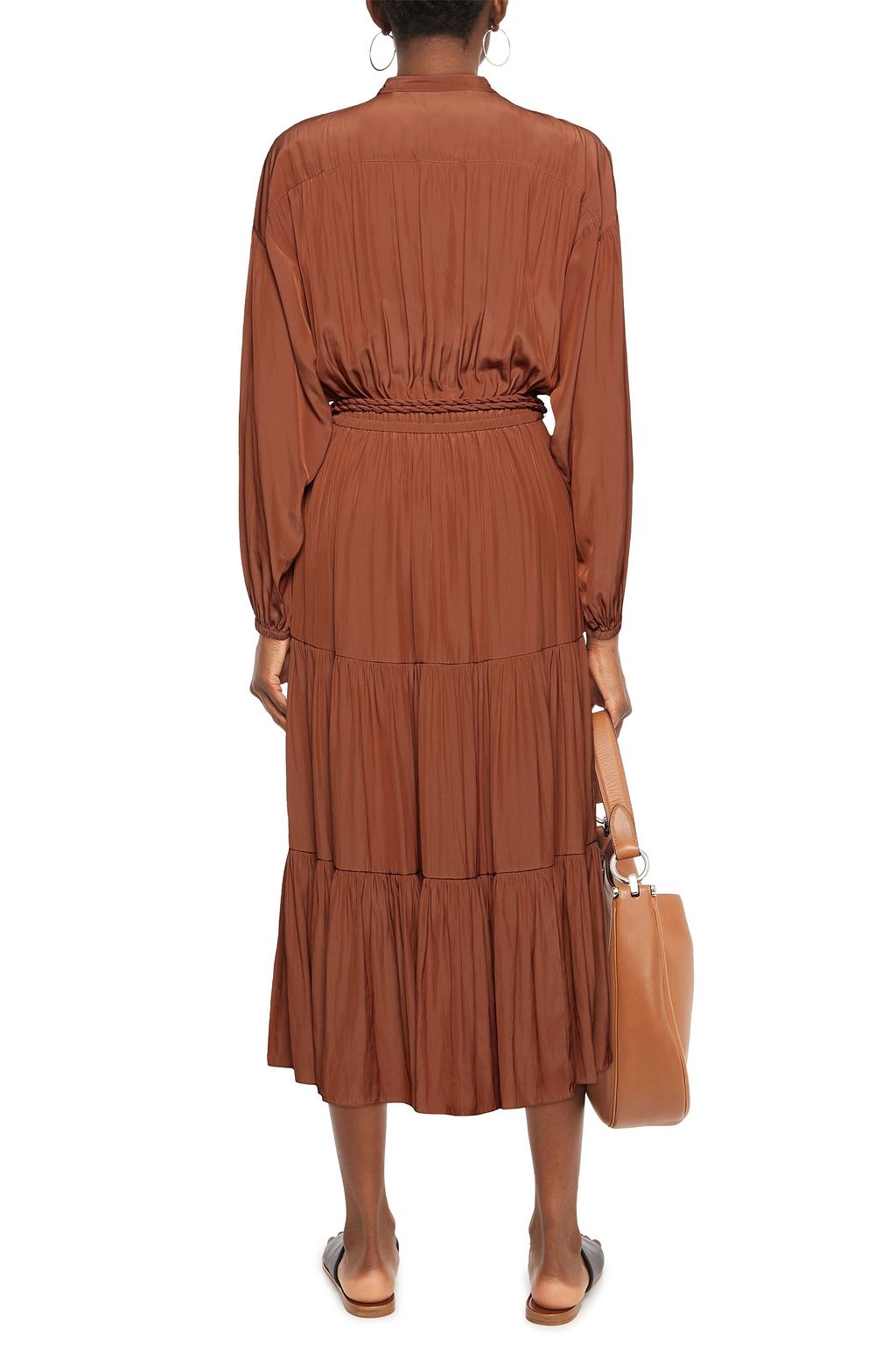 A.L.C. Belted gathered habotai midi dress