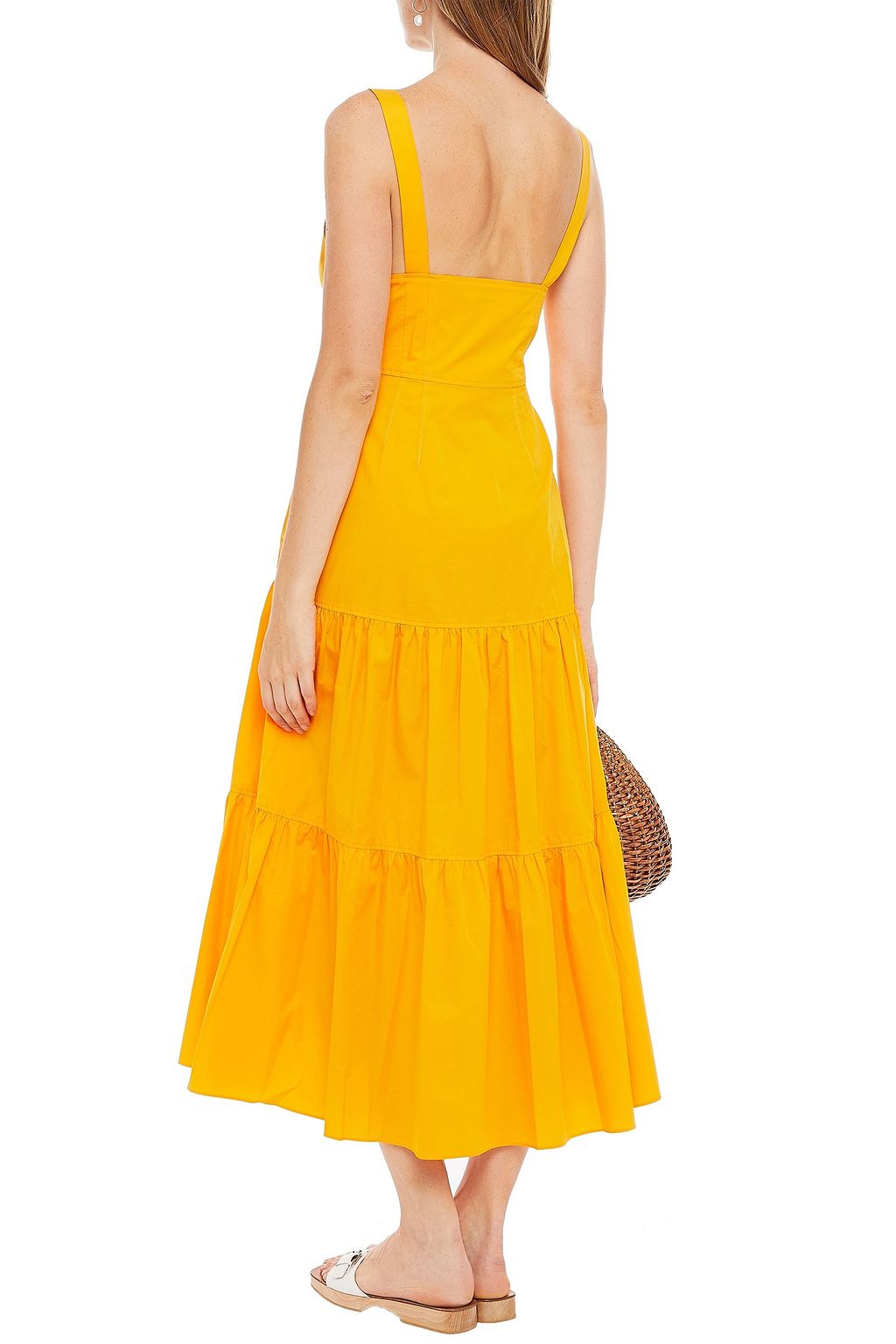 A.L.C. Gathered cotton-blend gabardine midi dress