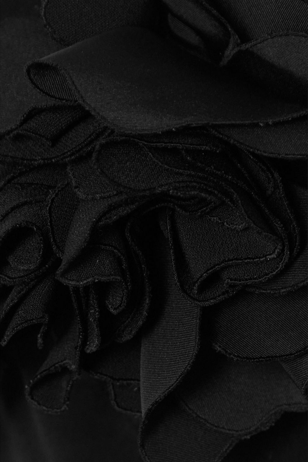 OSCAR DE LA RENTA Off-the-shoulder floral-appliquéd crepe midi dress