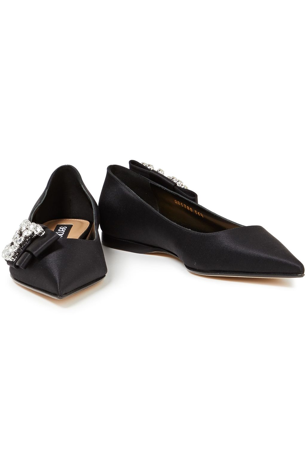 SERGIO ROSSI Sr Icona embellished silk-satin flats