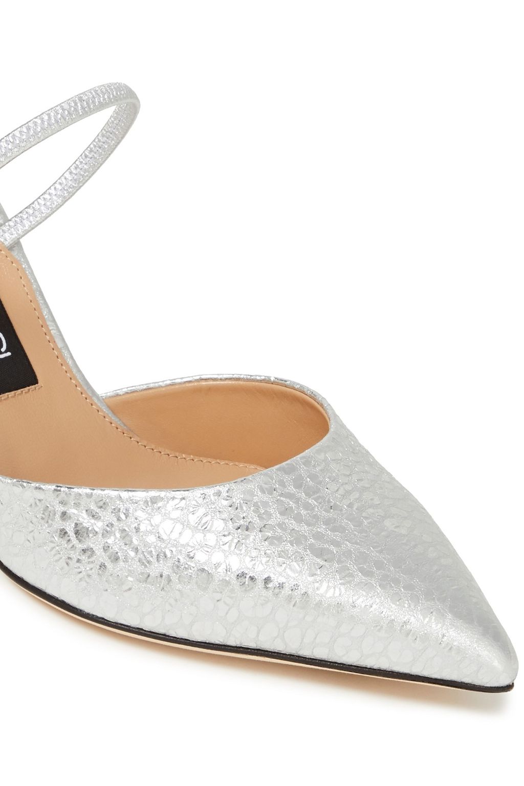 SERGIO ROSSI Metallic textured-leather mules
