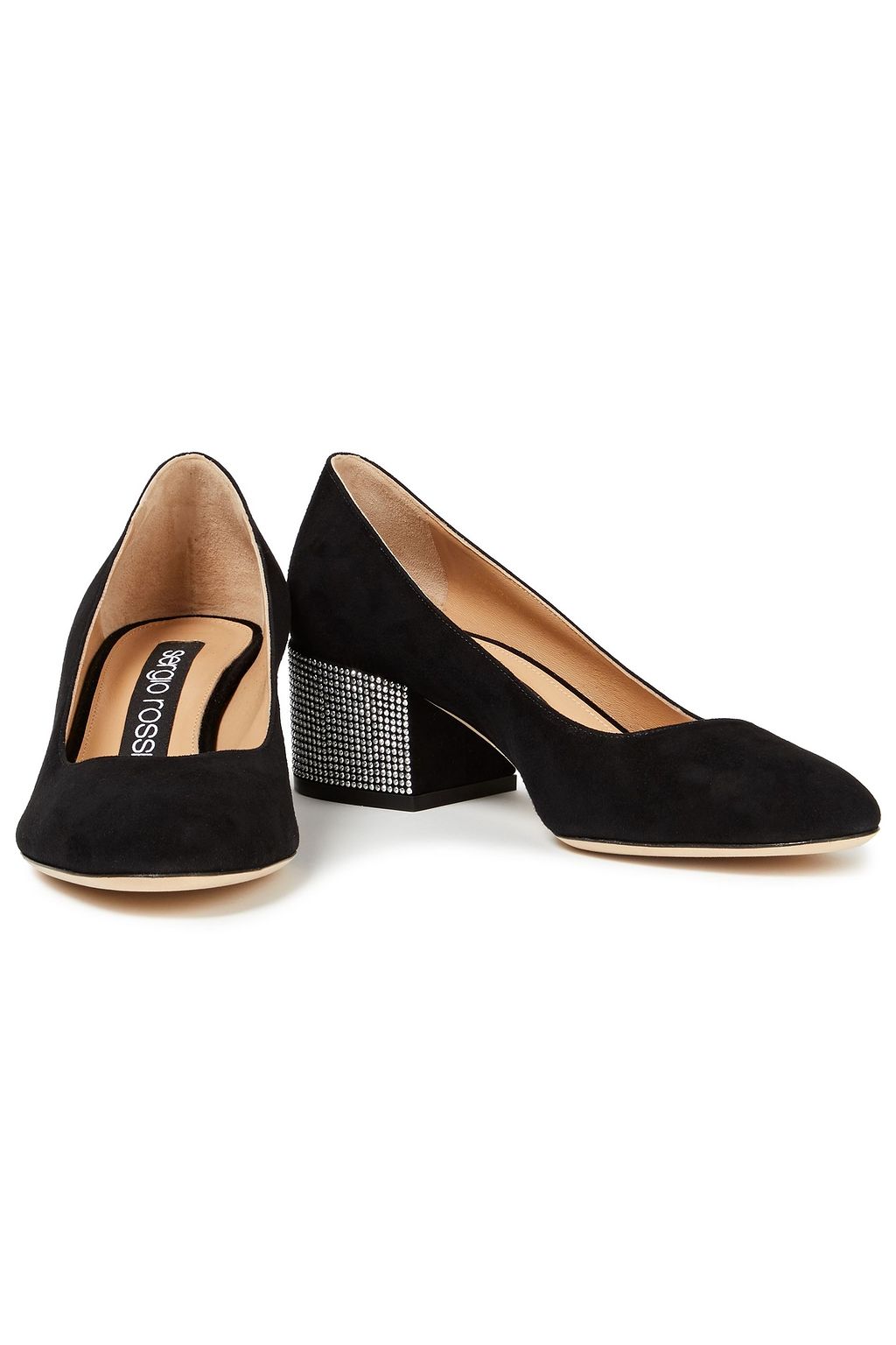 SERGIO ROSSI Embellished suede pumps