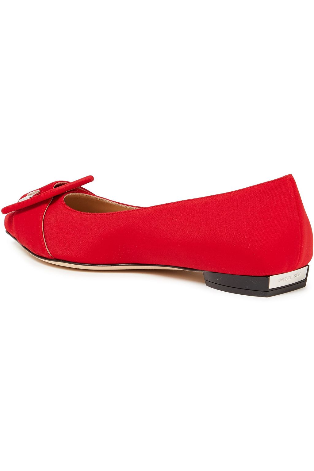 SERGIO ROSSI Buckle-detailed cotton-blend faille point-toe flats