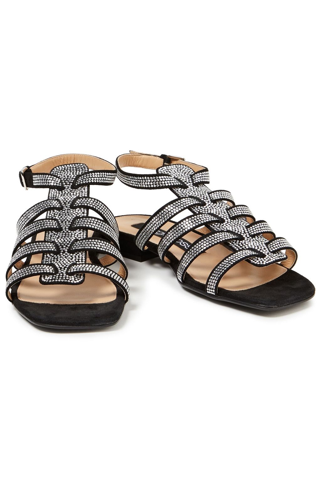 SERGIO ROSSI Bead-embellished suede sandals