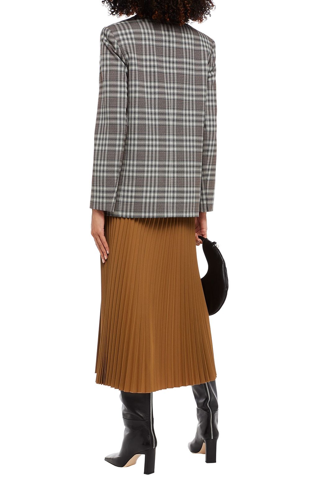 THEORY Double-breasted checked wool-blend blazer