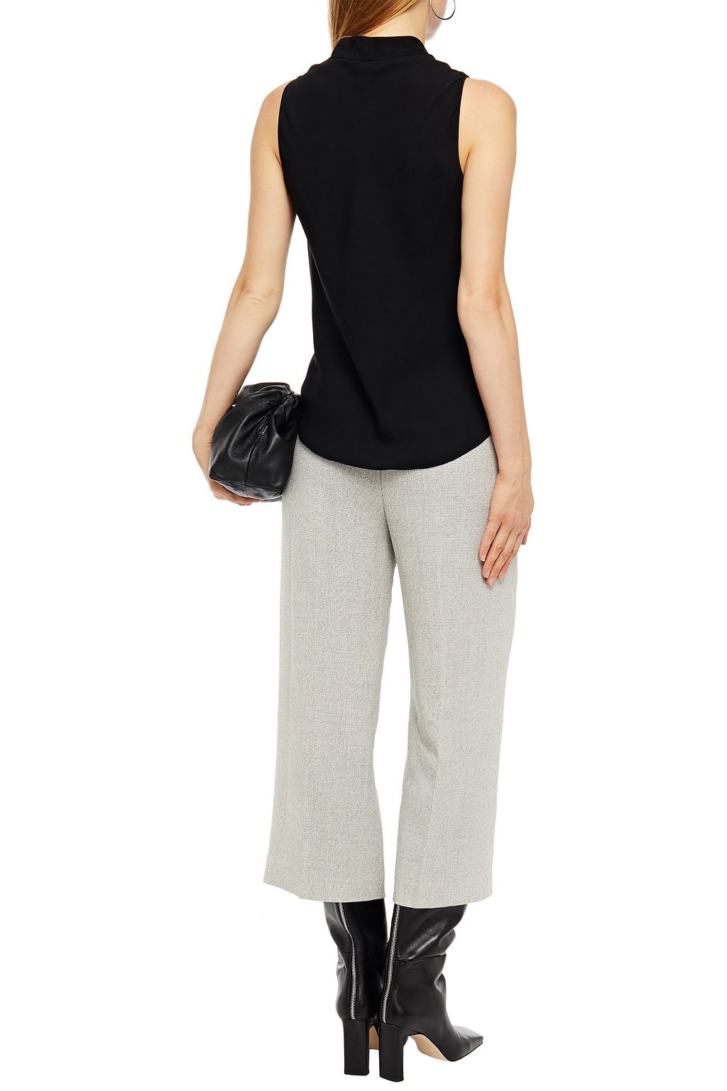 THEORY Draped silk-crepe top