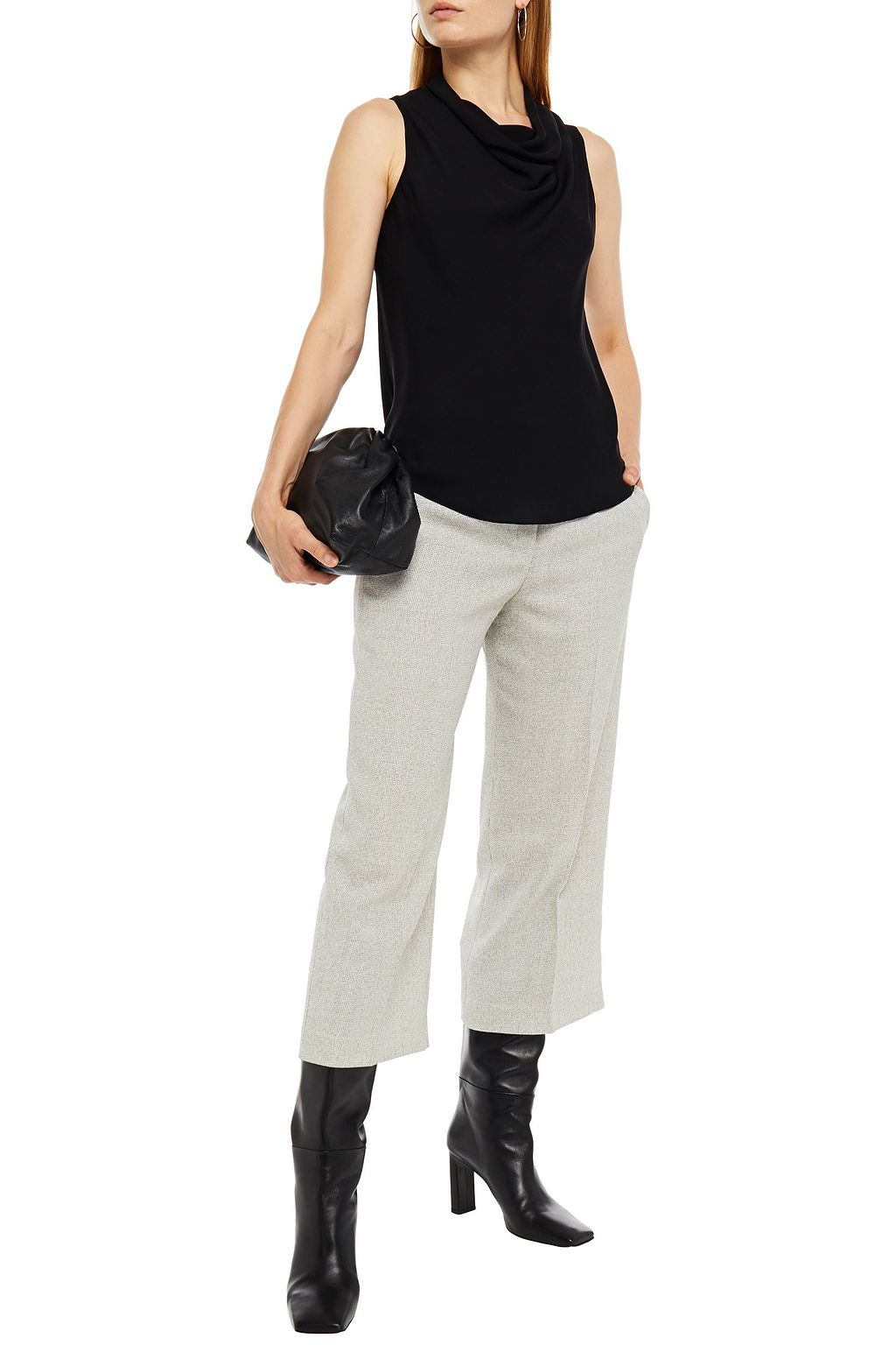 THEORY Draped silk-crepe top