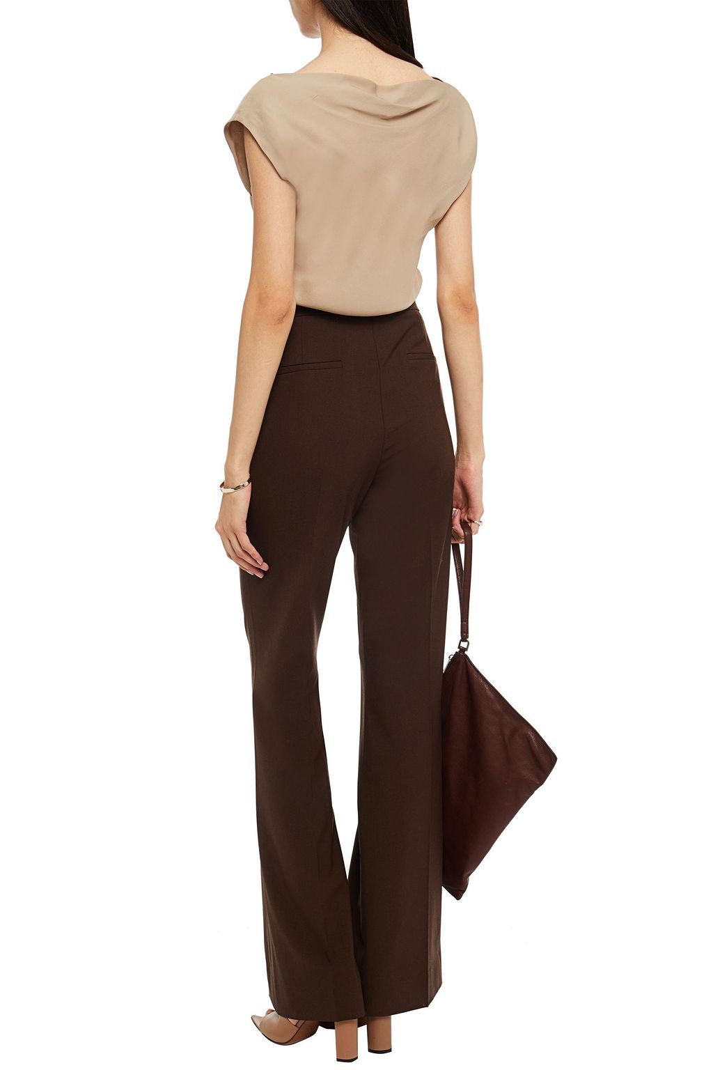 THEORY Wool-blend crepe flared pants