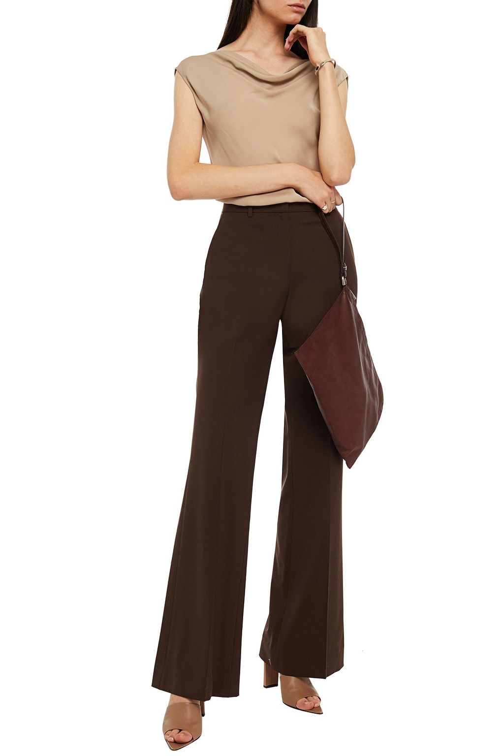 THEORY Wool-blend crepe flared pants