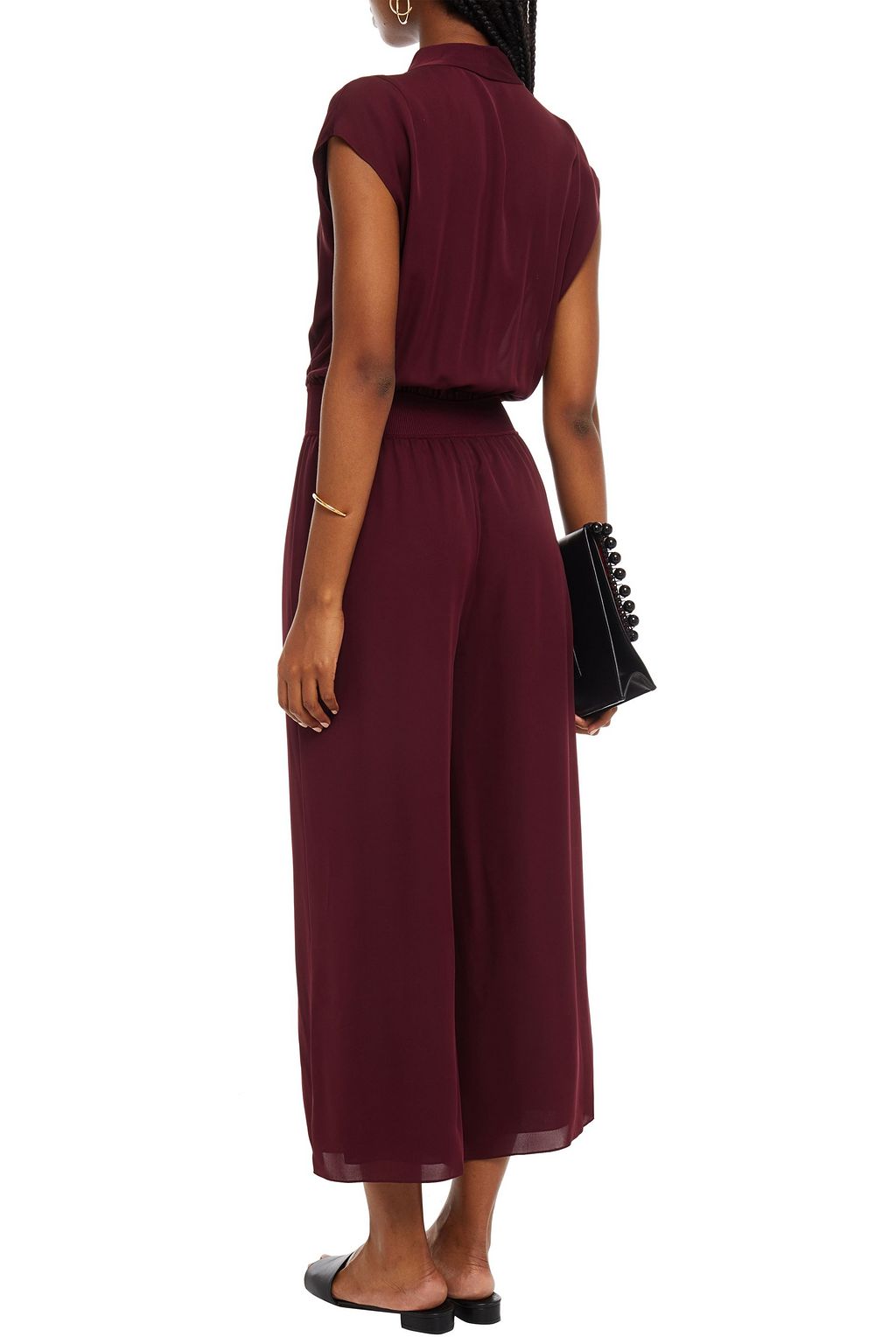 THEORY Wrap-effect gathered silk crepe de chine jumpsuit