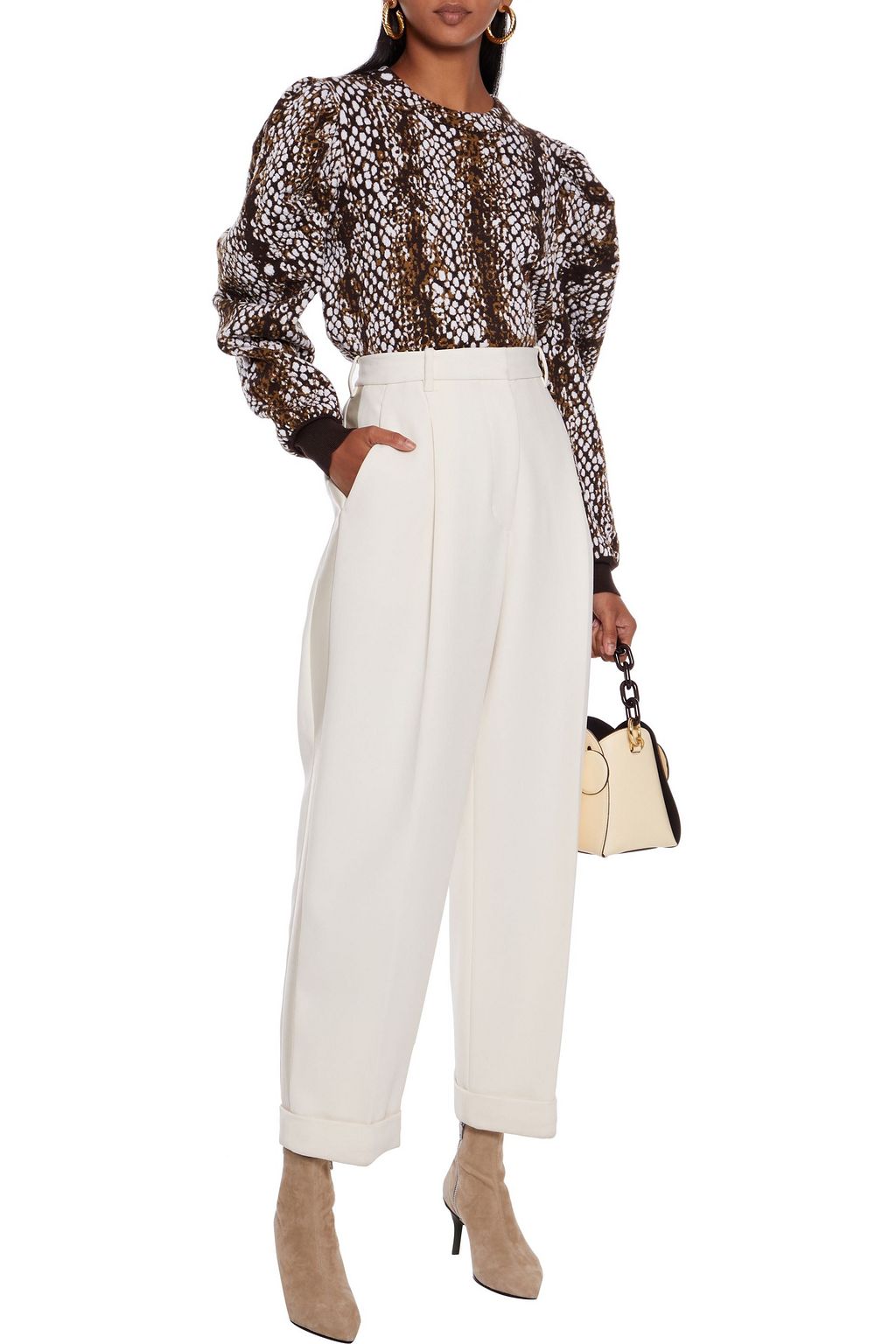 ULLA JOHNSON Gemma gathered jacquard-knit wool sweater