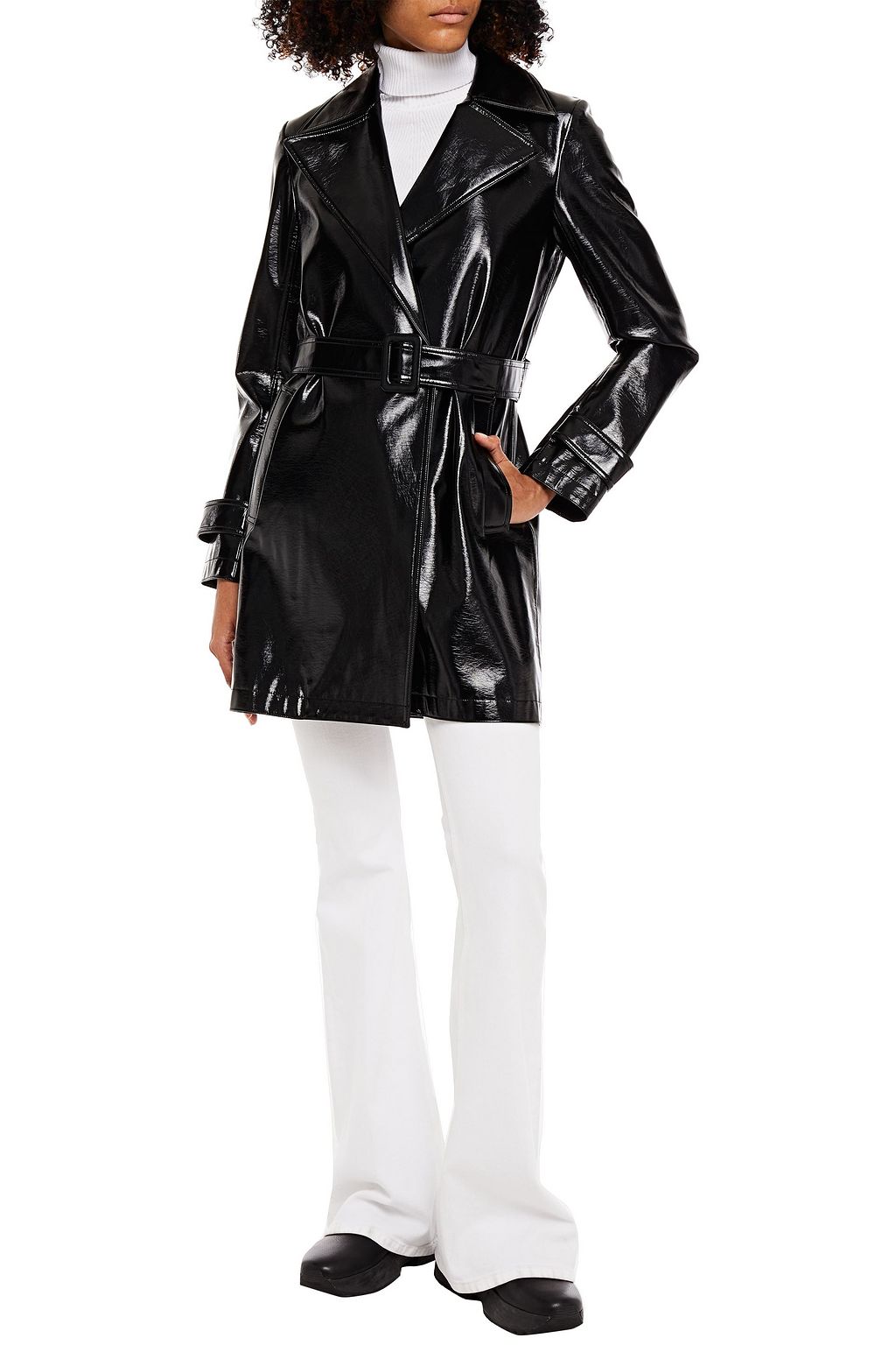 THEORY Oaklane faux patent-leather trench coat