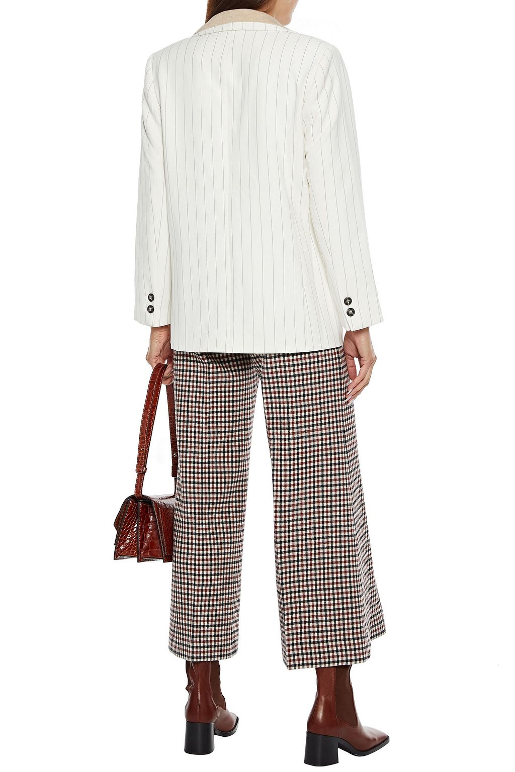 GANNI Prince of Wales checked woven blazer