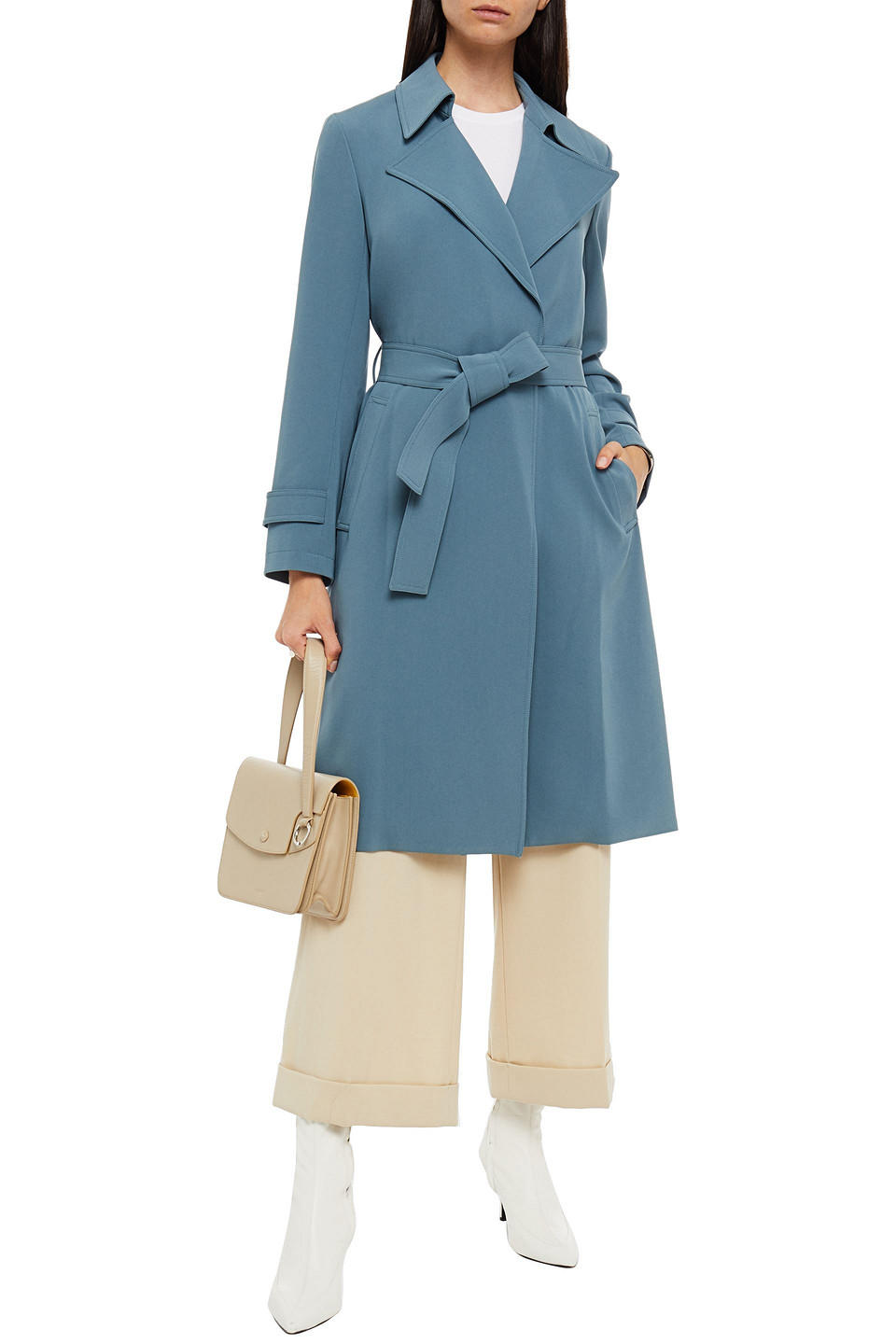 Theory Oaklane Belted Crepe Trench Coat