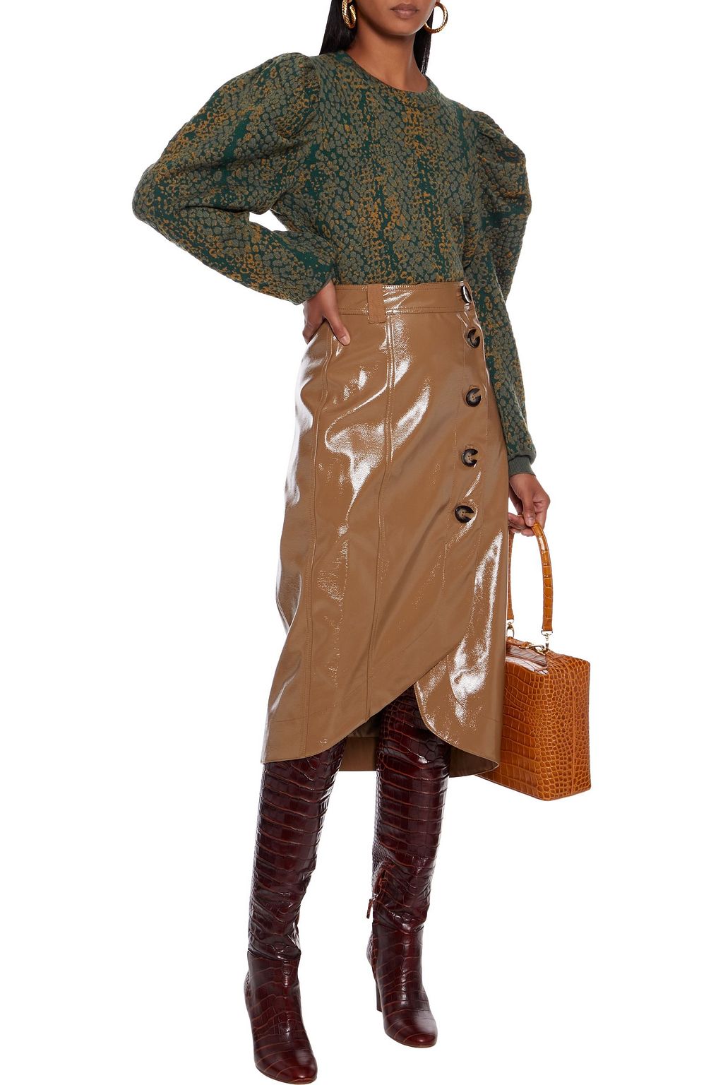 ULLA JOHNSON Gemma geraffter Pullover aus Jacquard-Strick aus Wolle