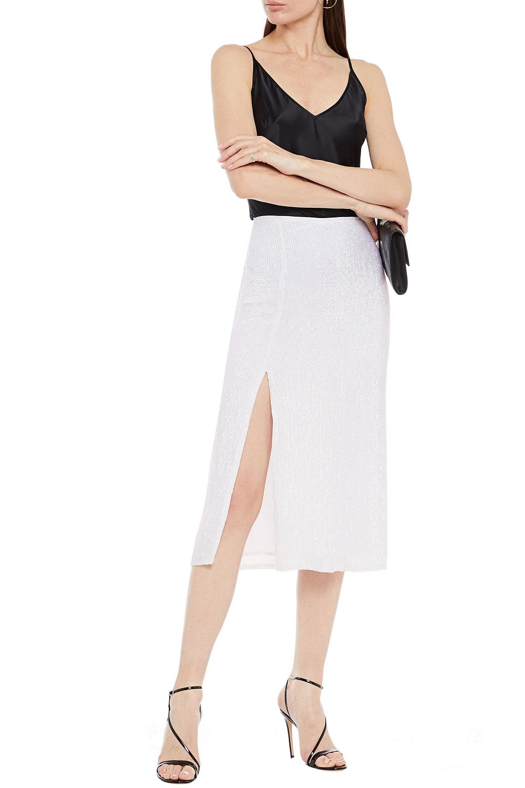 RETROFÊTE Neon sequined woven midi skirt