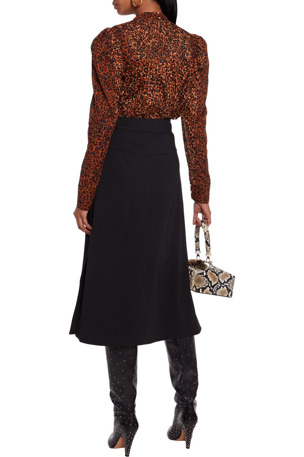 ULLA JOHNSON Vesna pintucked leopard-print cotton-voile blouse