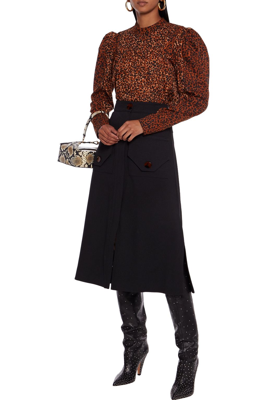 ULLA JOHNSON Vesna pintucked leopard-print cotton-voile blouse