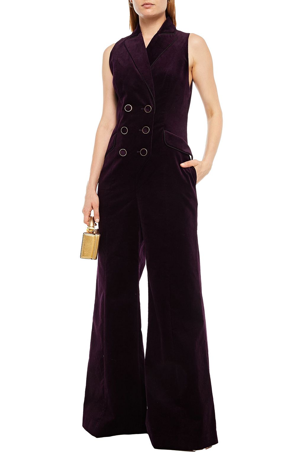 ZIMMERMANN Lucky Jumpsuit mit weitem Bein aus Samt aus einer Baumwollmischung