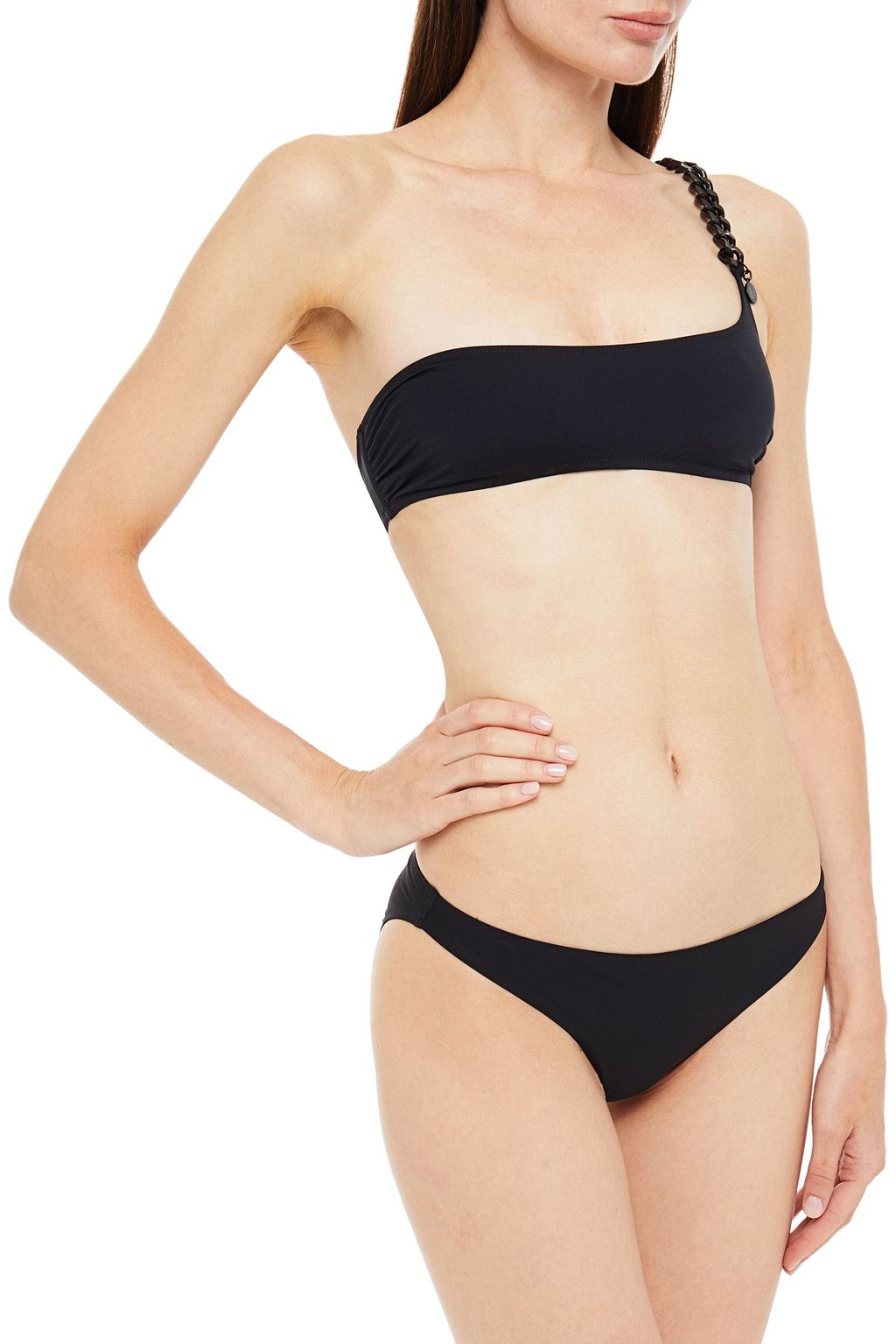 STELLA MCCARTNEY One-shoulder chain-trimmed bikini top