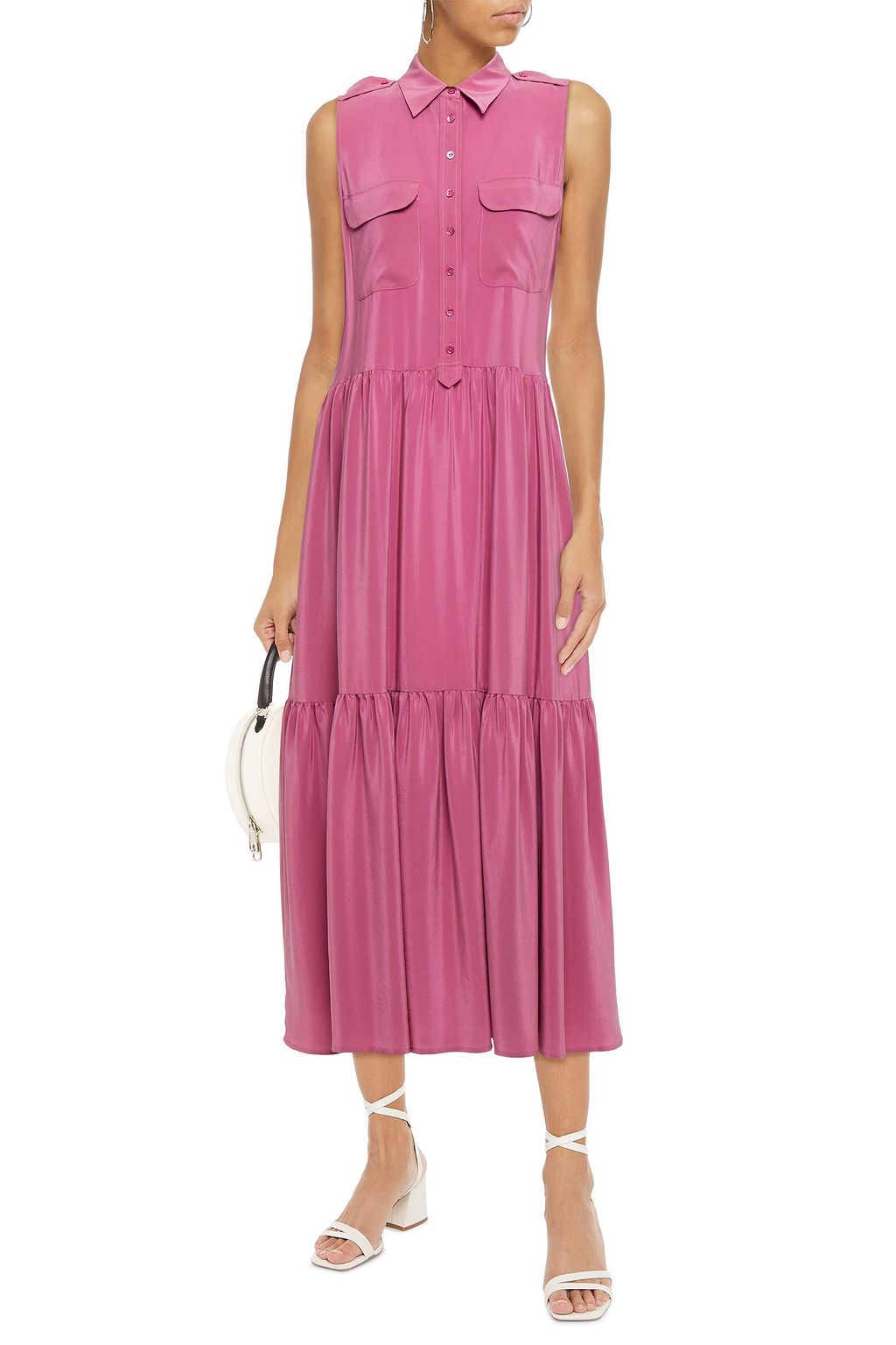 EQUIPMENT Allix tiered washed-silk midi dress
