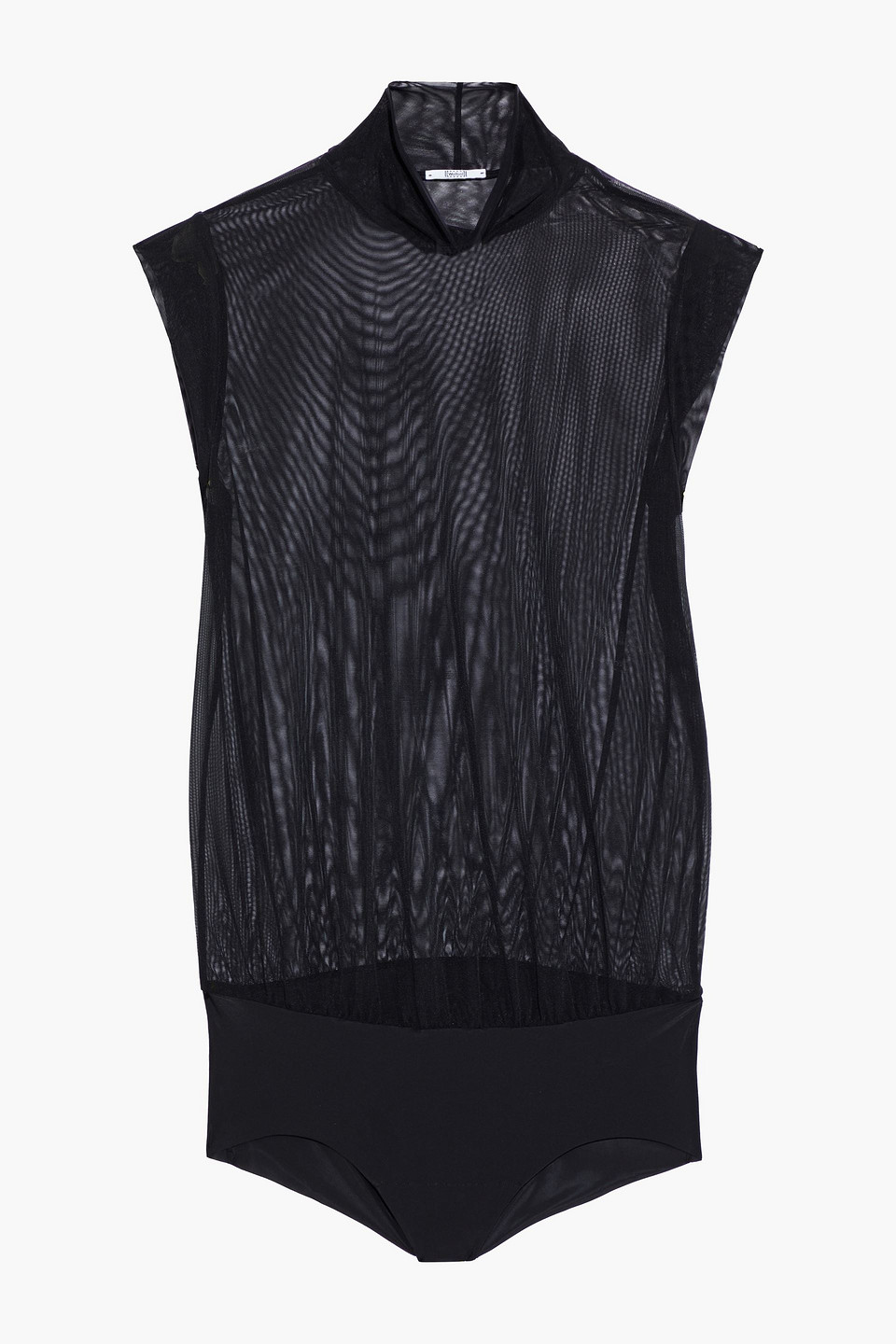 wolford - stretch-tulle and jersey turtleneck bodysuit - black - l
