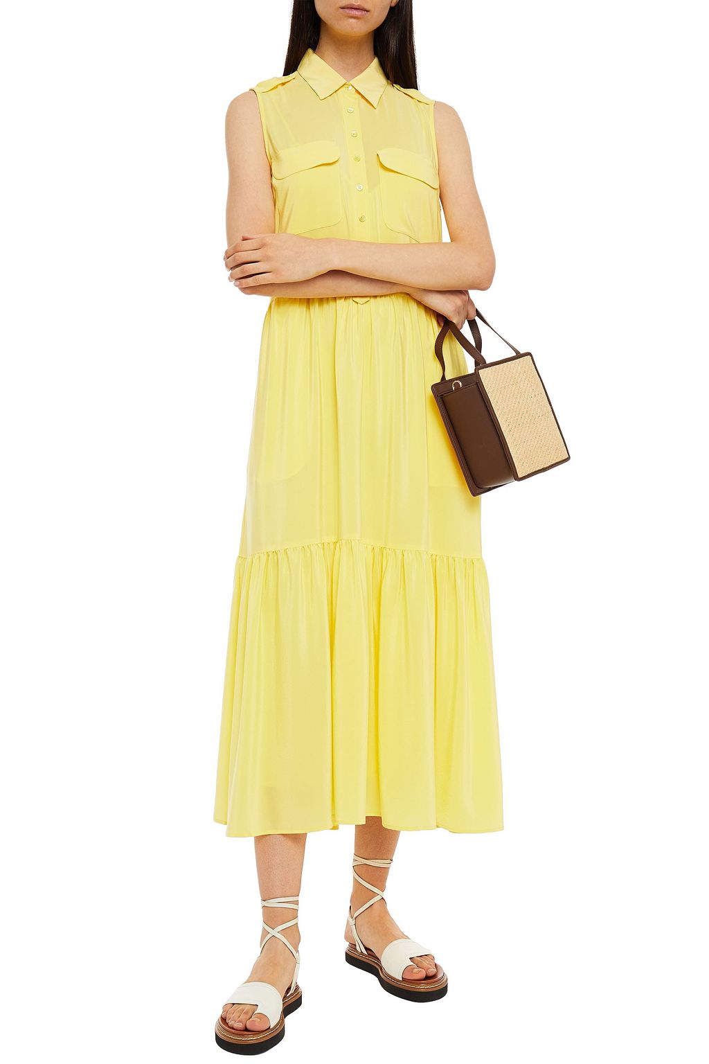 EQUIPMENT Alix washed silk midi shirt dress