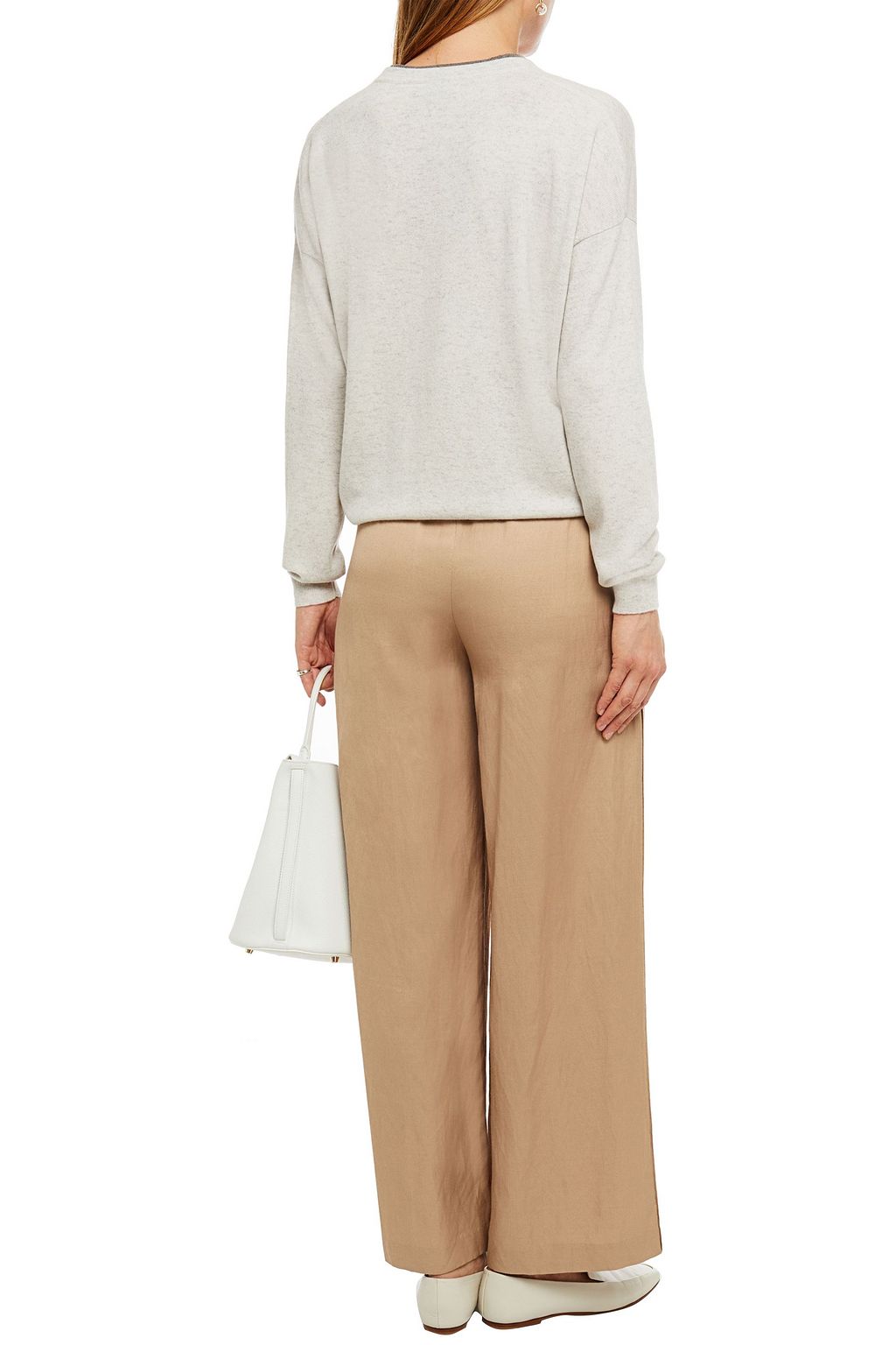 BRUNELLO CUCINELLI Bead-embellished mélange cashmere sweater