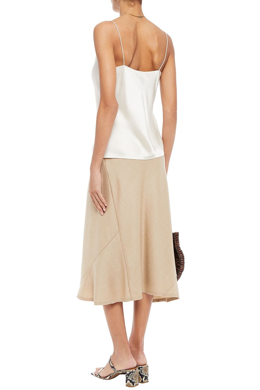 THEORY Fluted wool-felt midi skirt