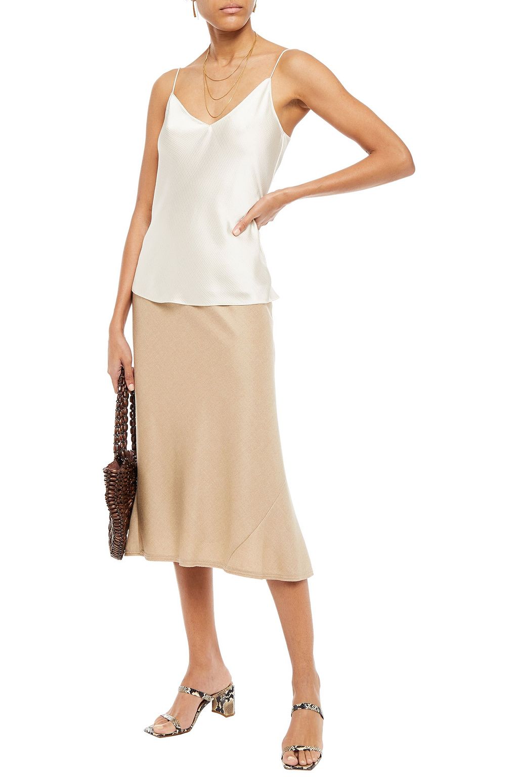 THEORY Fluted wool-felt midi skirt