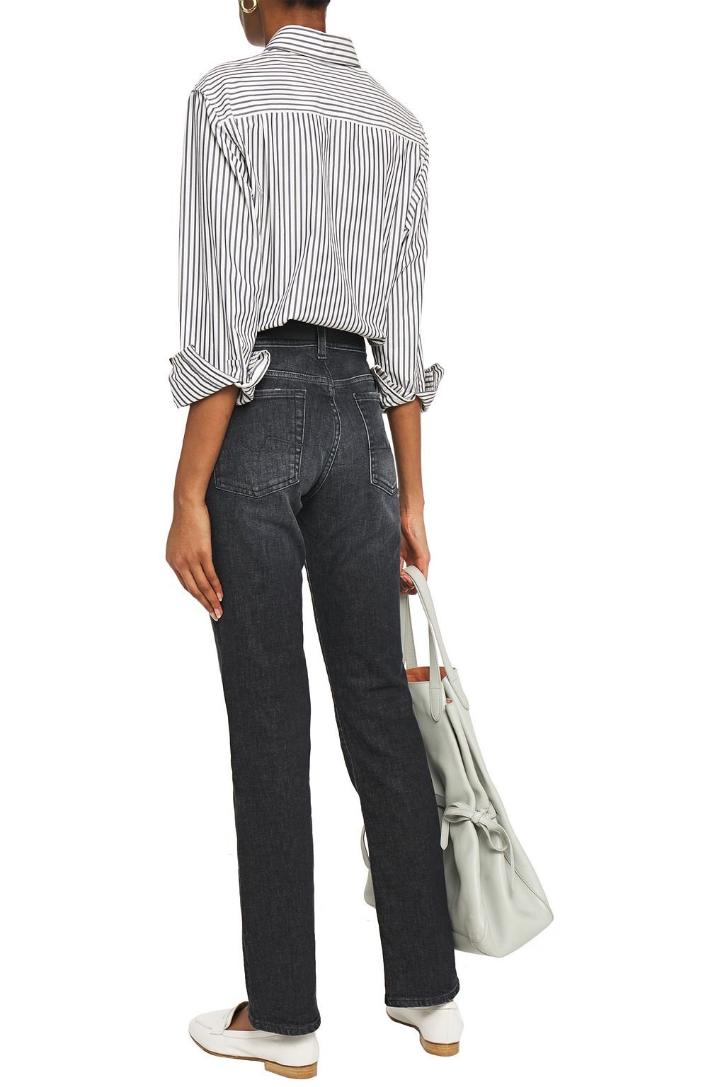 7 FOR ALL MANKIND Faded high-rise straight-leg jeans