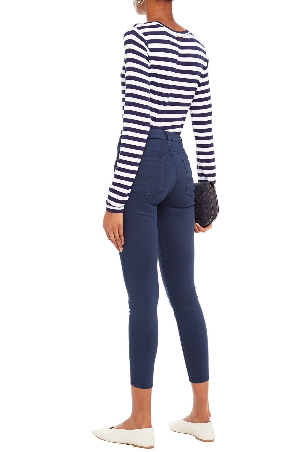 7 FOR ALL MANKIND Cropped washed mid-rise skinny jeans