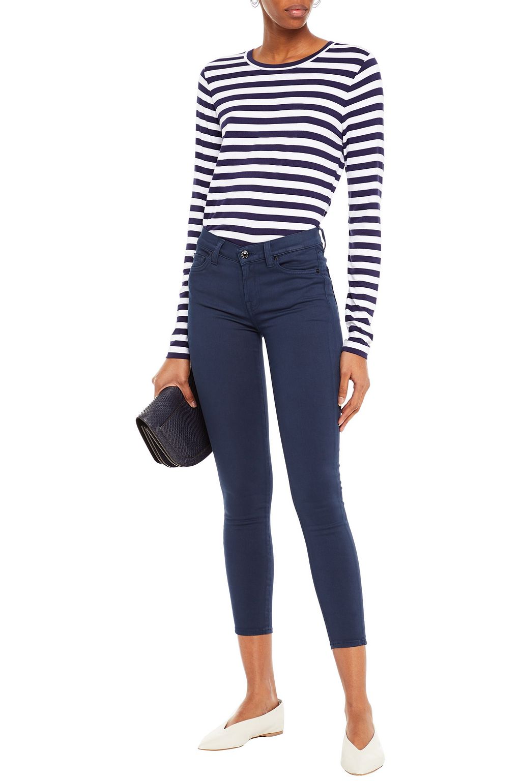 7 FOR ALL MANKIND Cropped washed mid-rise skinny jeans