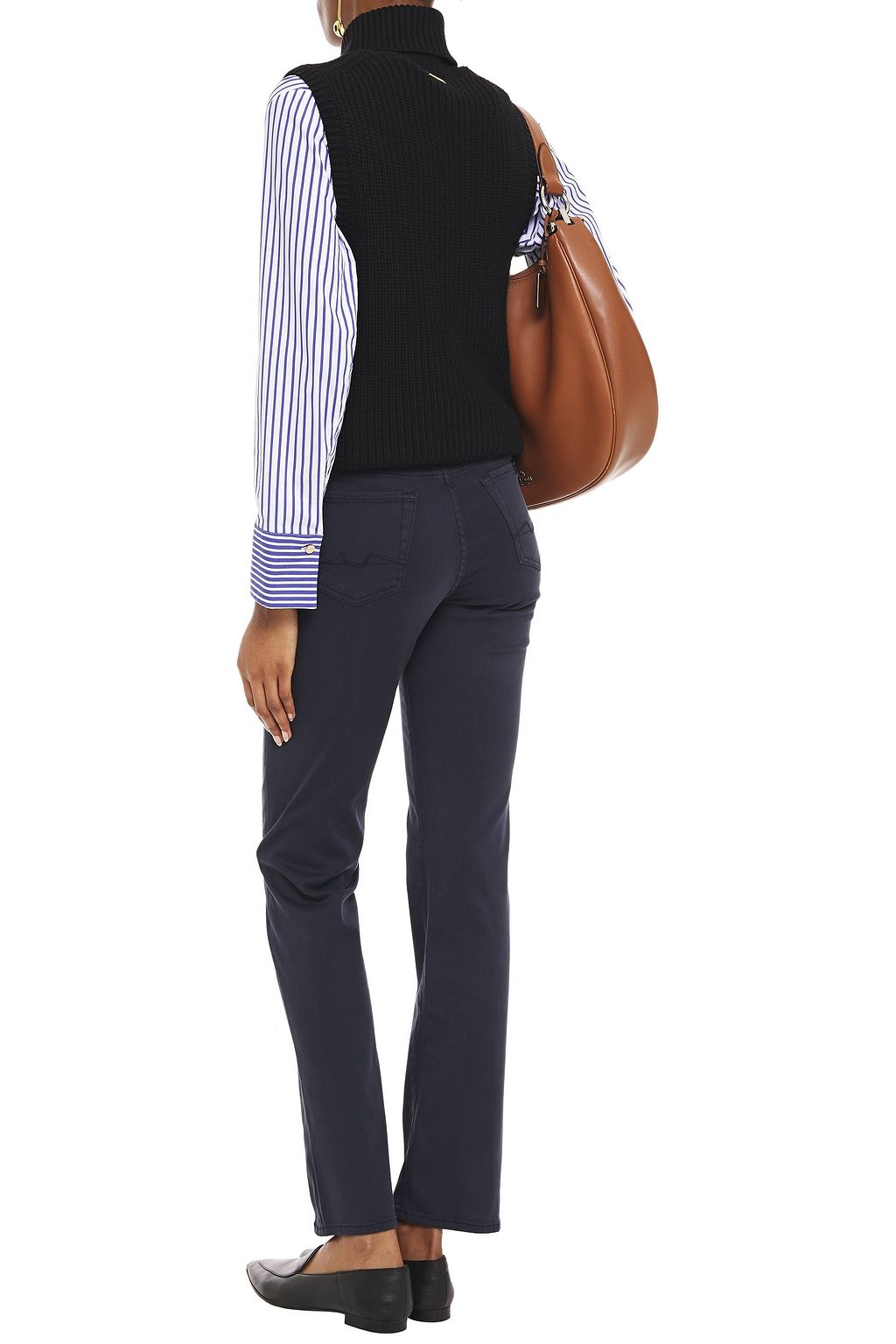 7 FOR ALL MANKIND Washed cotton-blend twill slim-leg pants