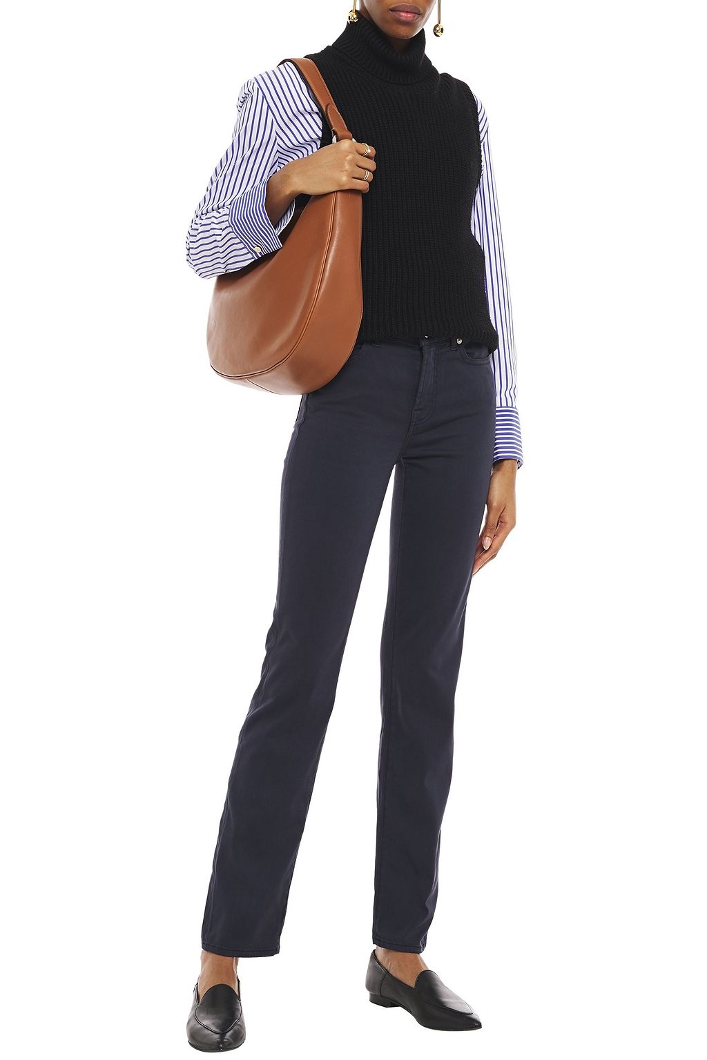 7 FOR ALL MANKIND Washed cotton-blend twill slim-leg pants