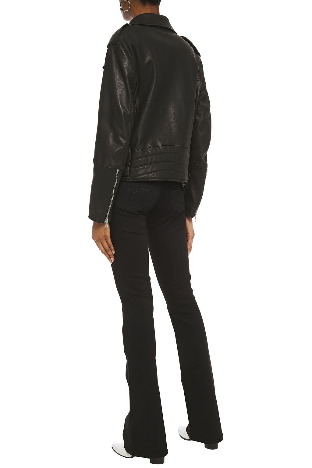 7 FOR ALL MANKIND Quilted washed-leather biker jacket