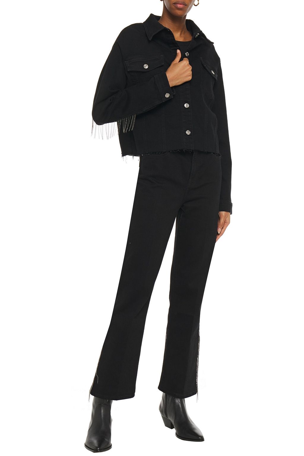 7 FOR ALL MANKIND Bead-embellished high-rise bootcut jeans